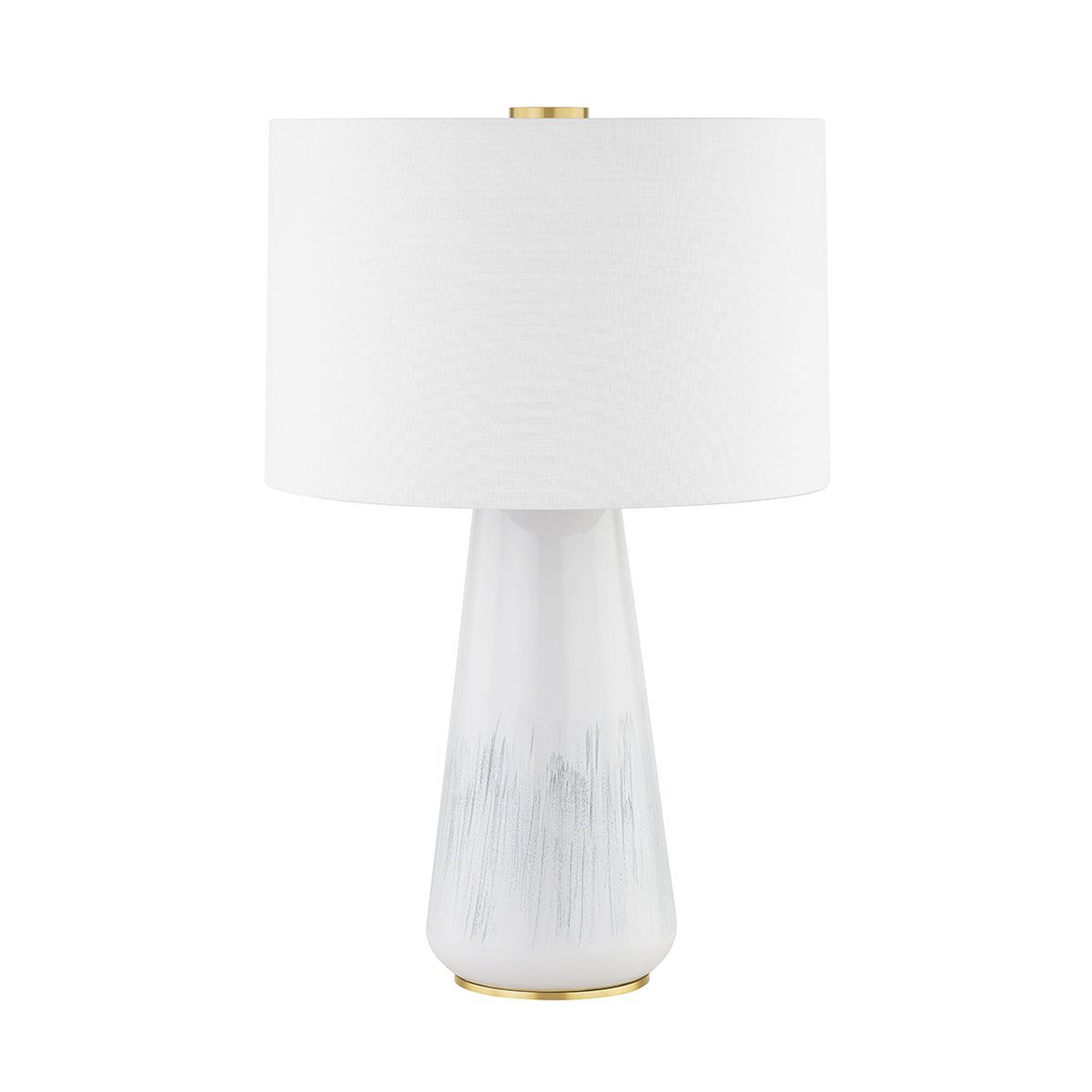A Waterford Ceramic Table Lamp with Brass / Gray / White color