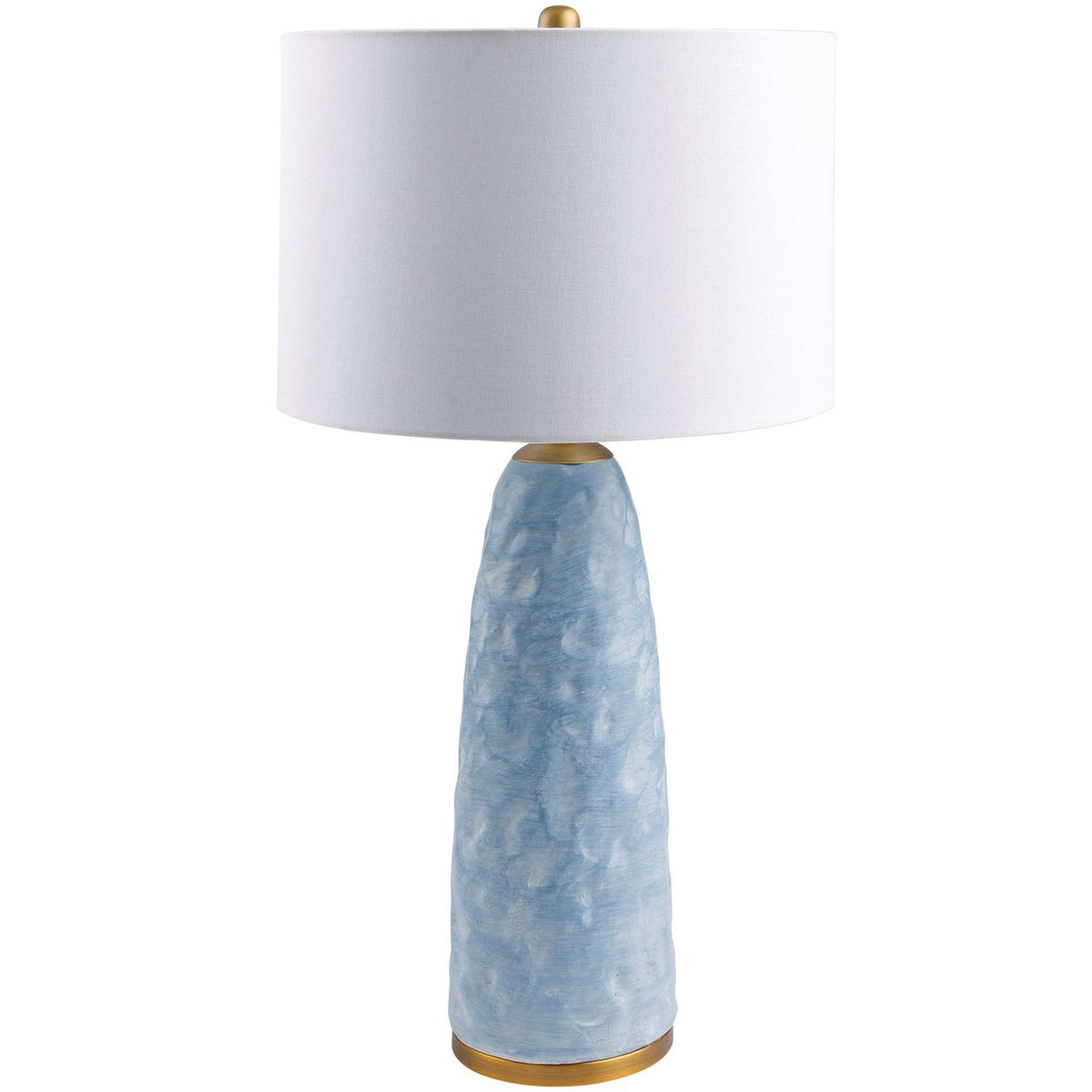A Hewn Table Lamp with Aqua Blue / White color