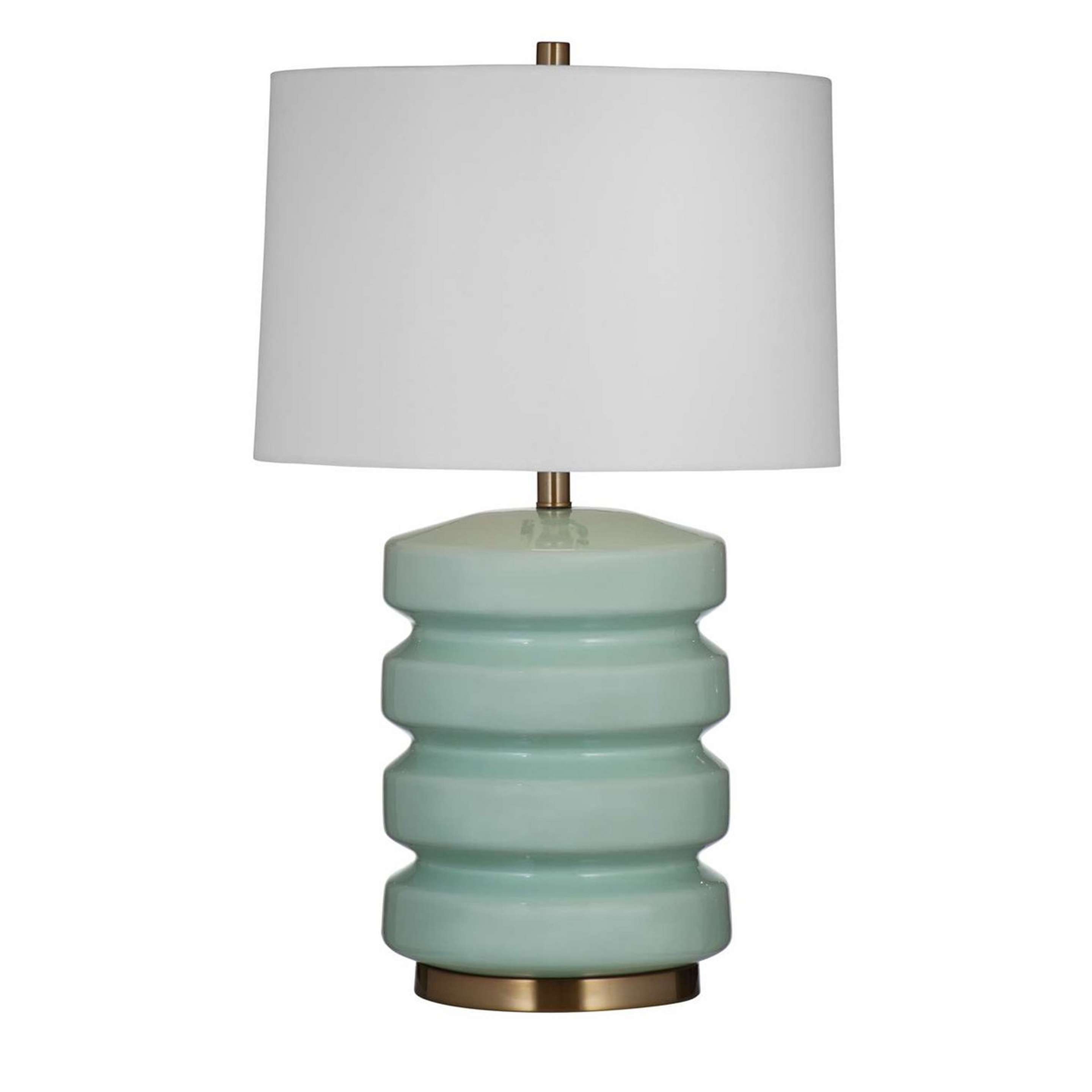 A Shauna Table Lamp with Light Green / Aged Brass color