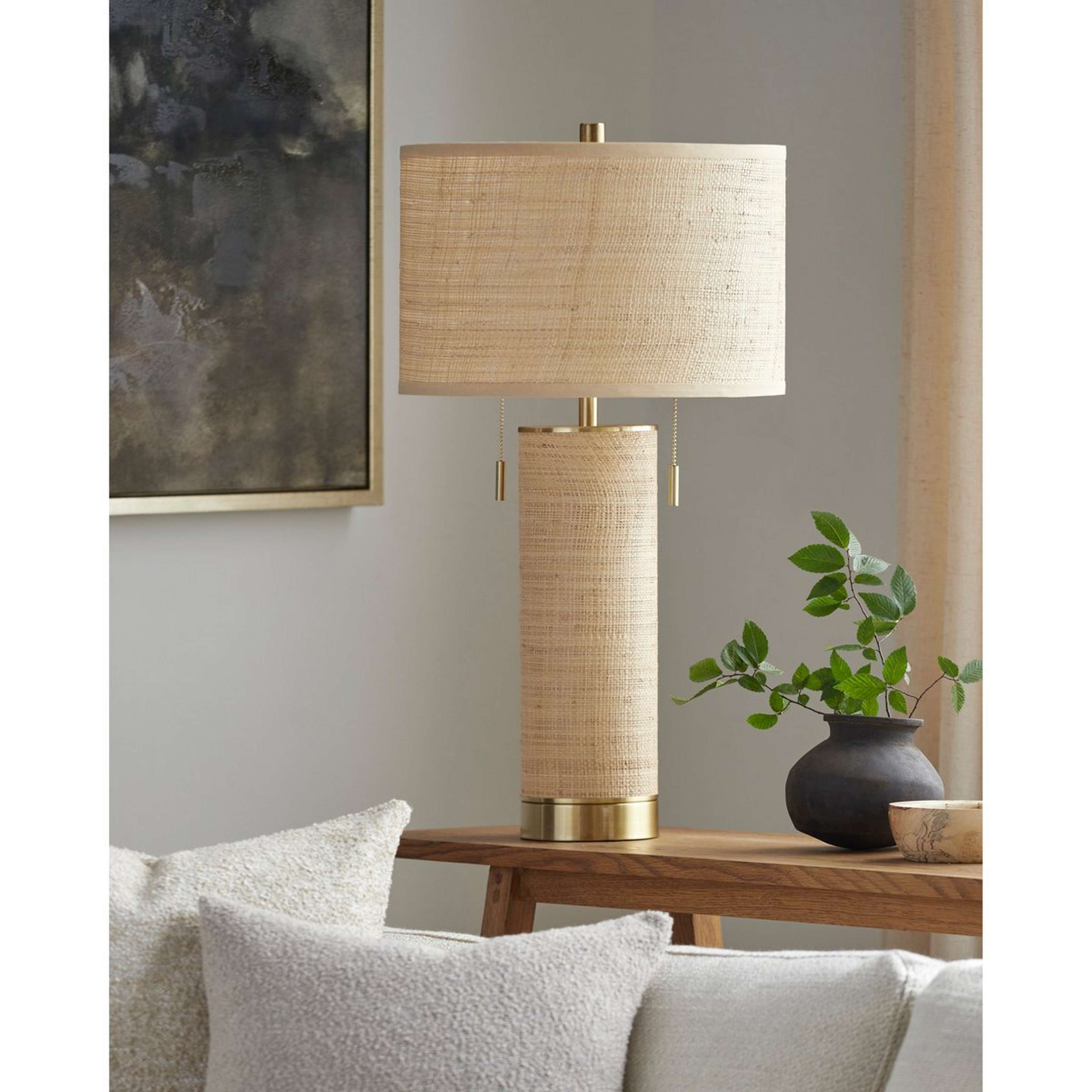 A Mavis Table Lamp with Natural Fiber / Gold color