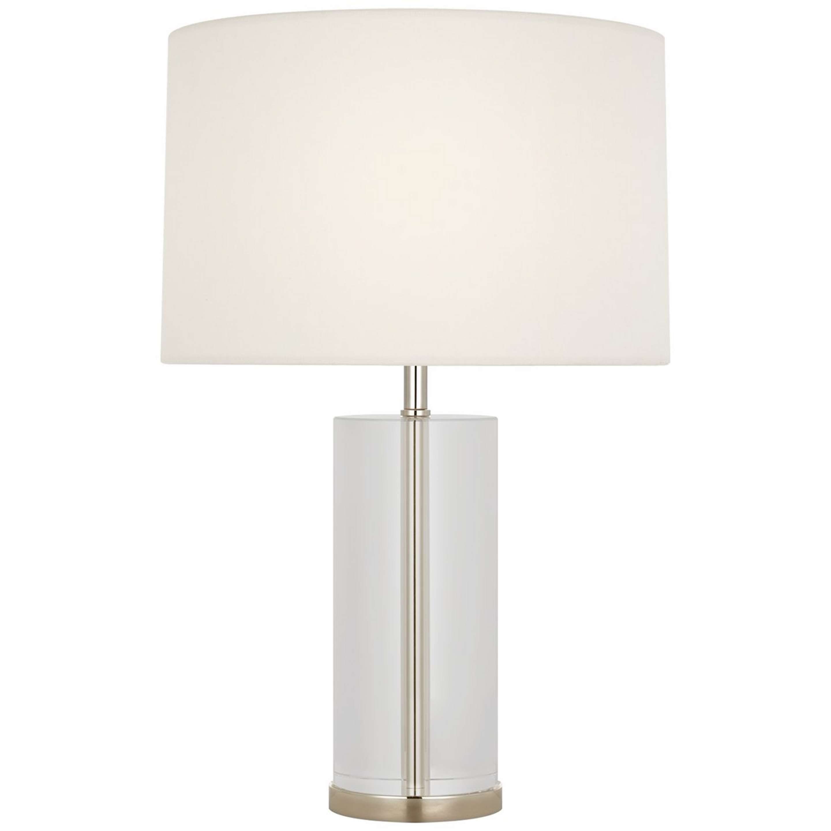 A Snowpack Cordless LED Table Lamp - Crystal with Polished Nickel / Clear Crystal / White Linen color