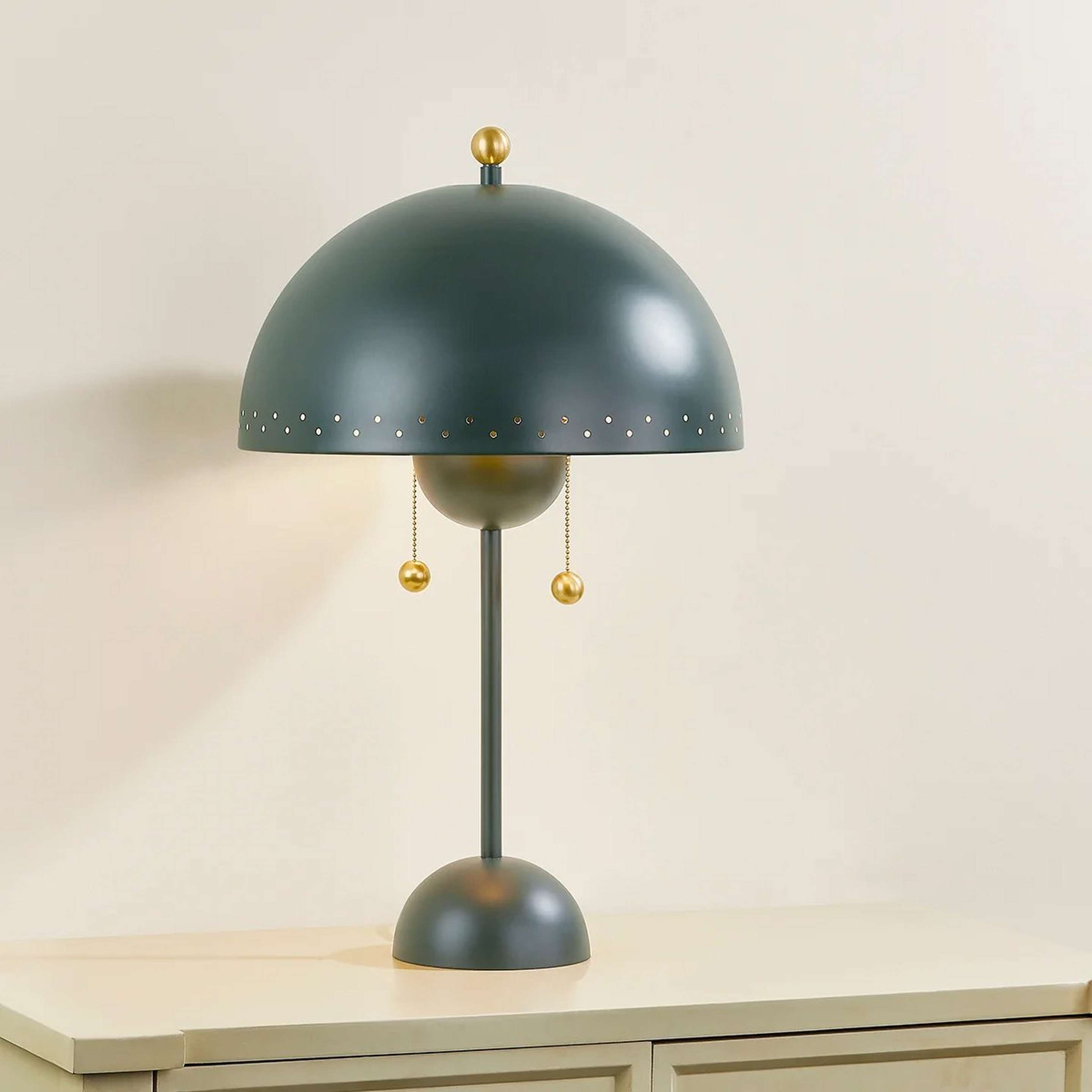 A Otis Table Lamp with Green / Brass color