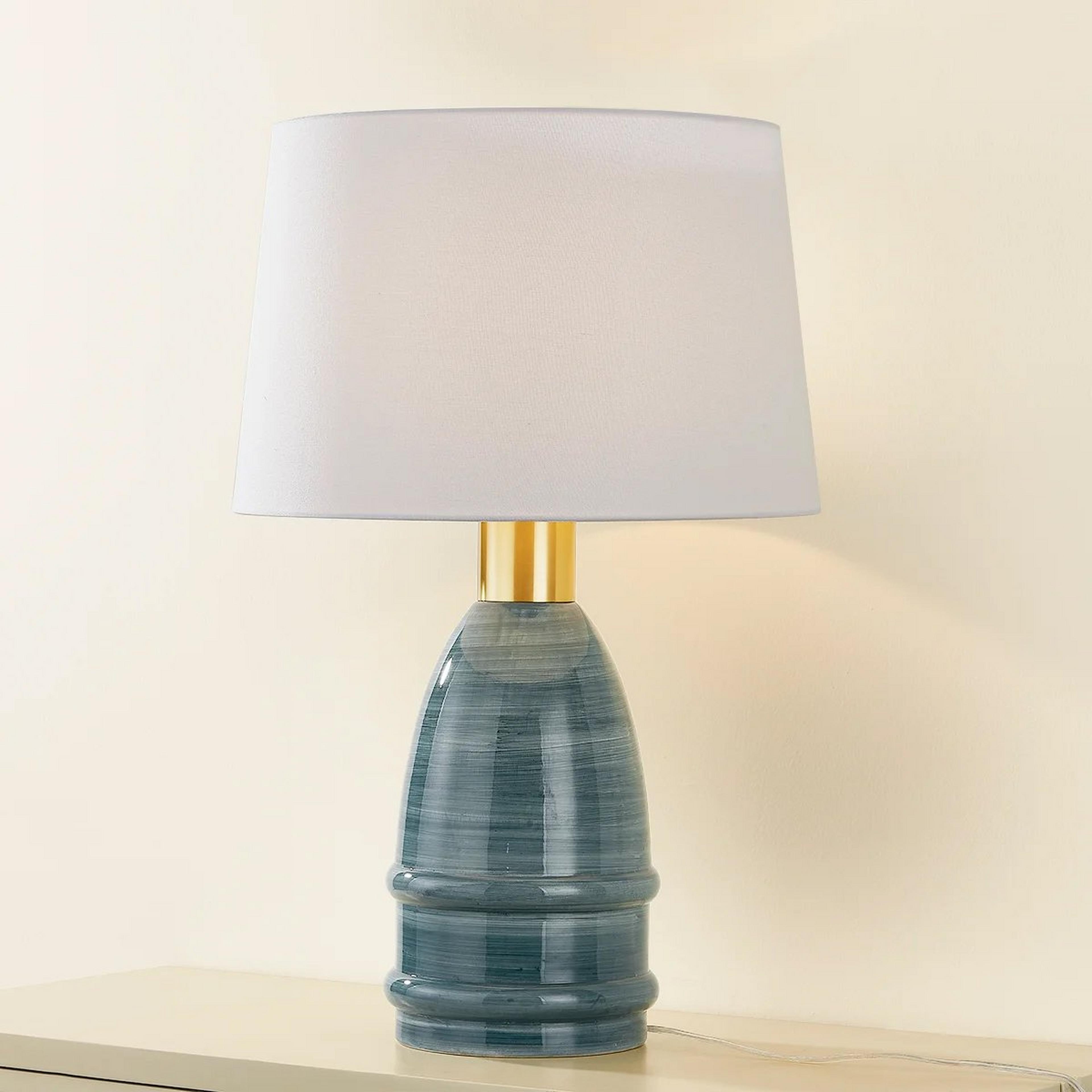 A Oscar Table Lamp with Teal / Brass / White color