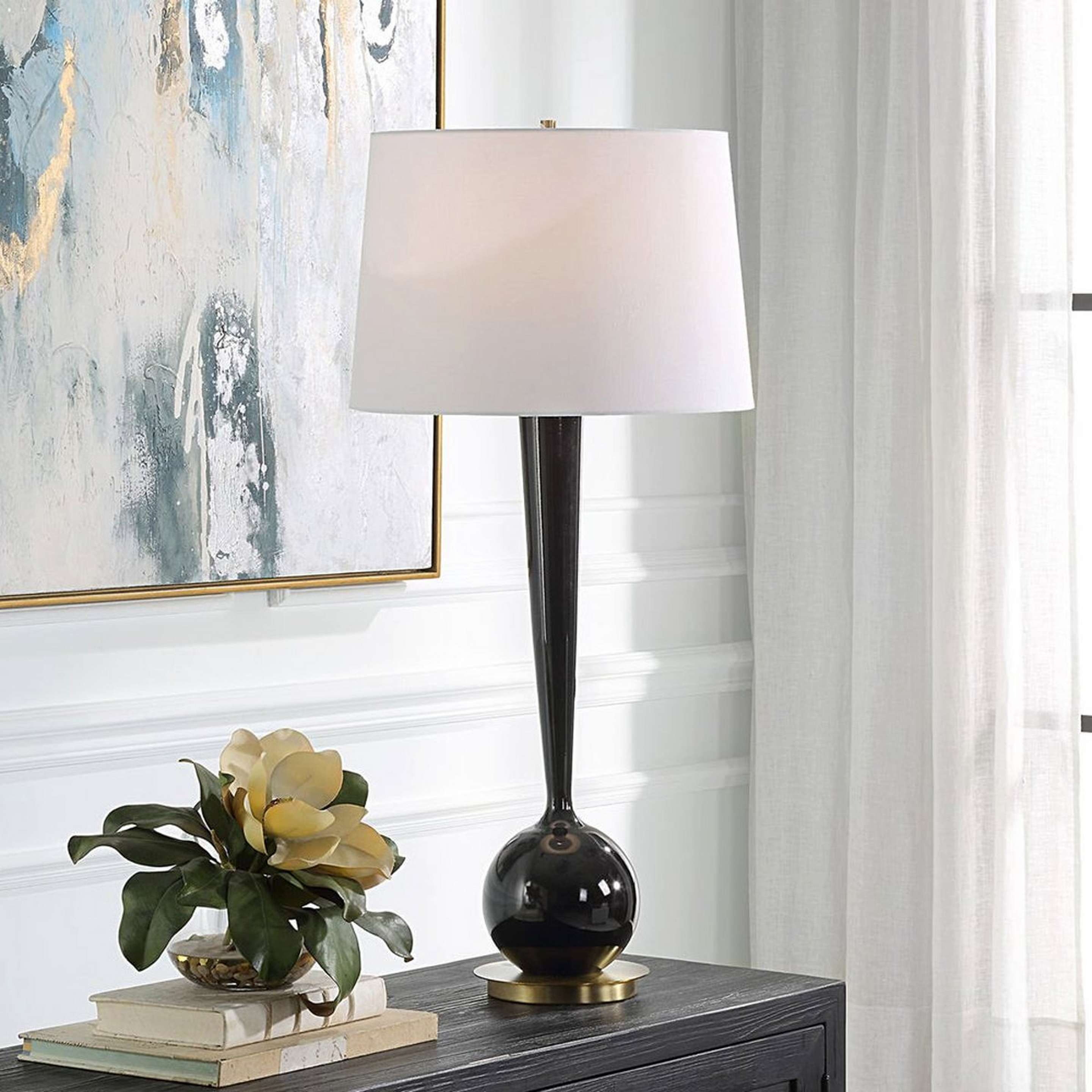 A Caulfield Table Lamp with Brass / Black / White color