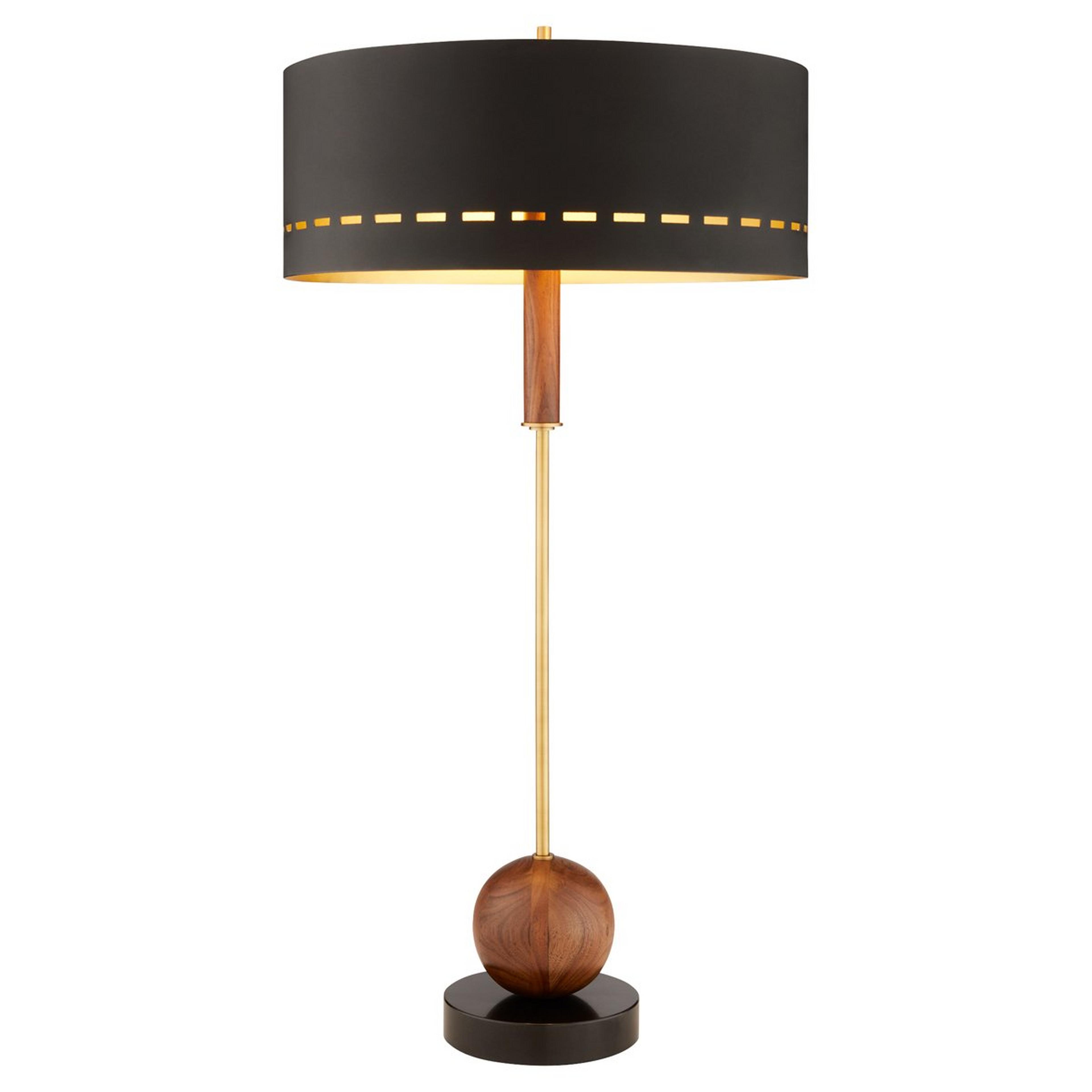A Atelier Table Lamp with Black / Wood / Brass color