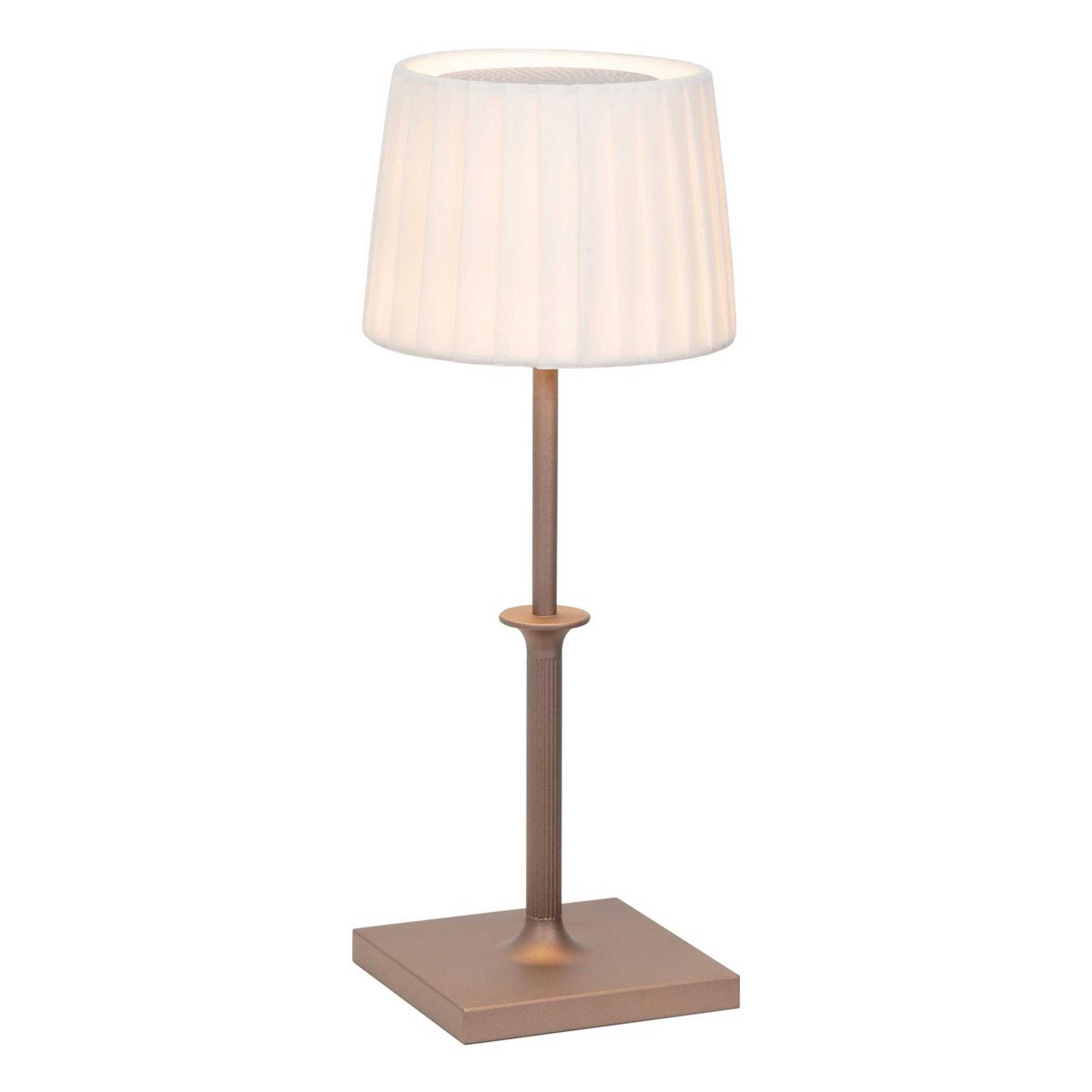A Lucy Traditional Cordless Table Lamp with Bronze color