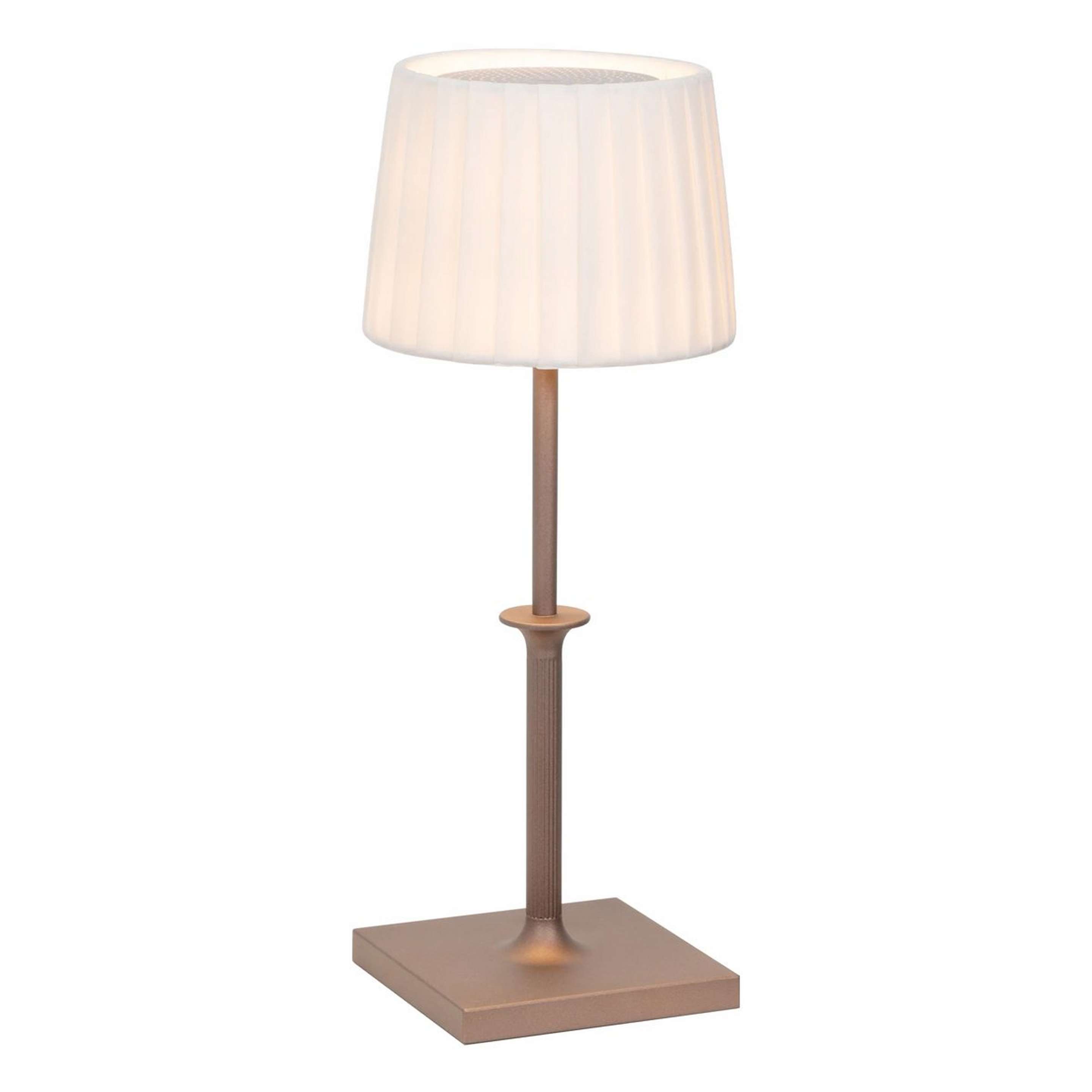 A Lucy Traditional Cordless Table Lamp with Bronze color
