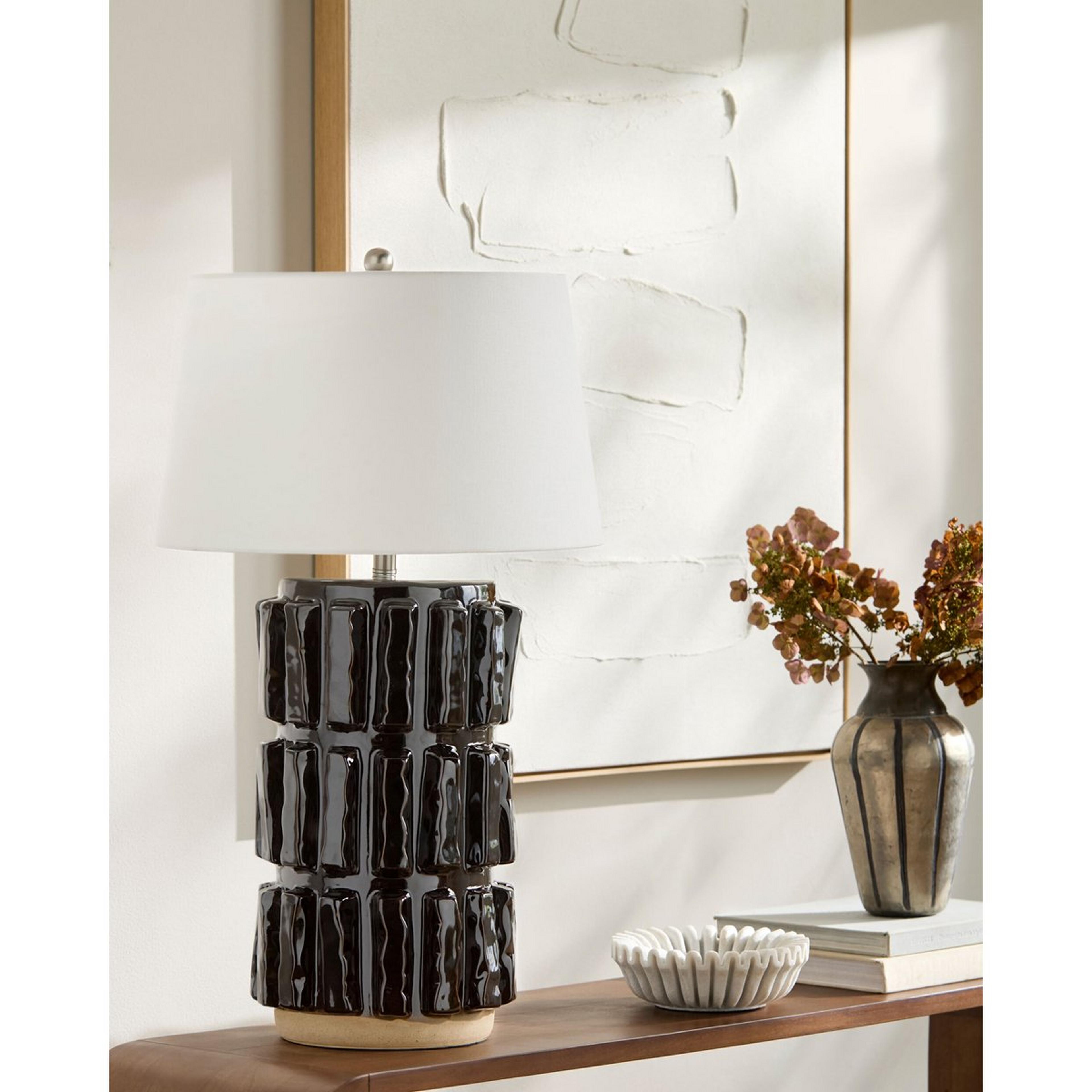A Forma Table Lamp - Rectangle with Glazed Black color