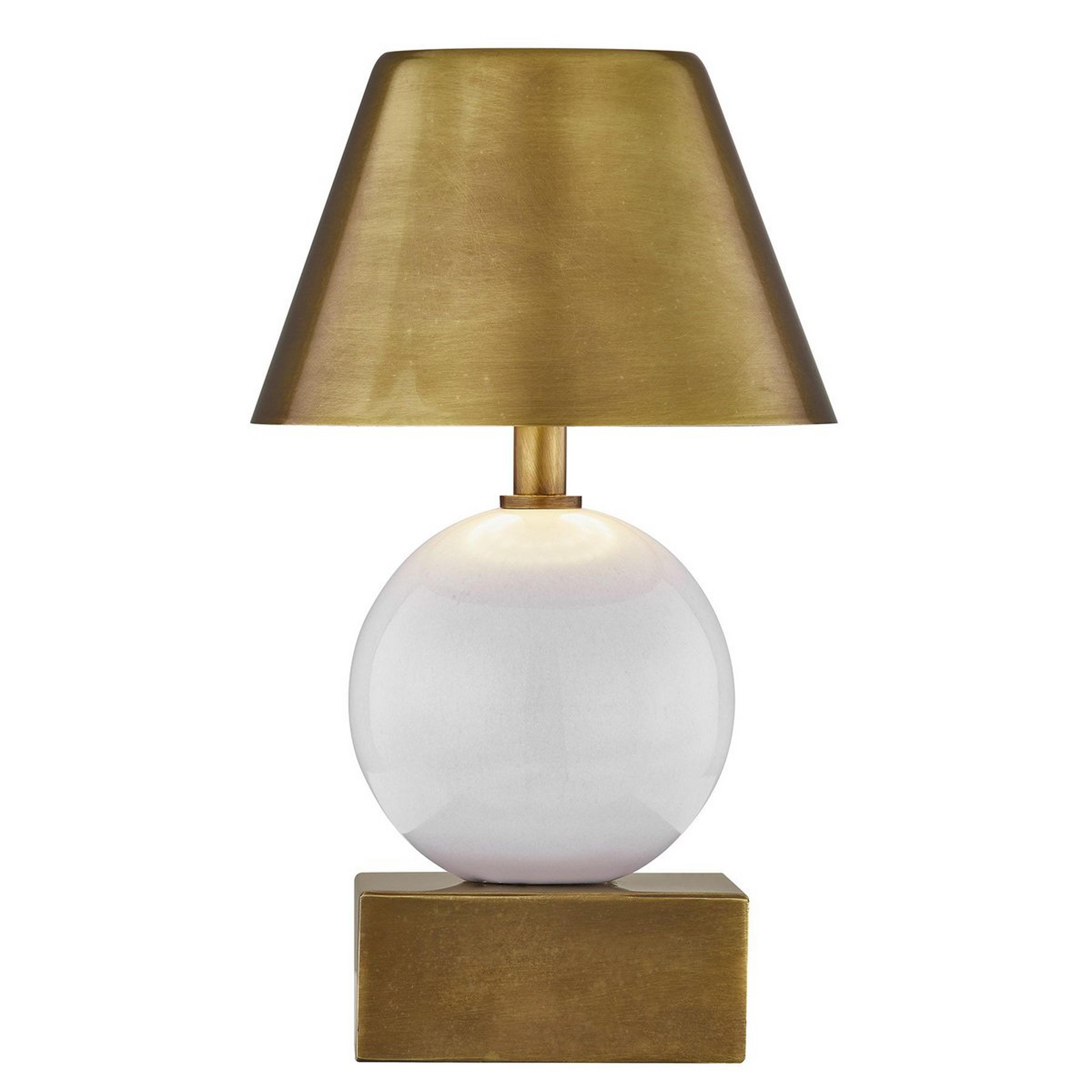 A Lorencio Cordless LED Table Lamp with Brushed Brass / White Ceramic color
