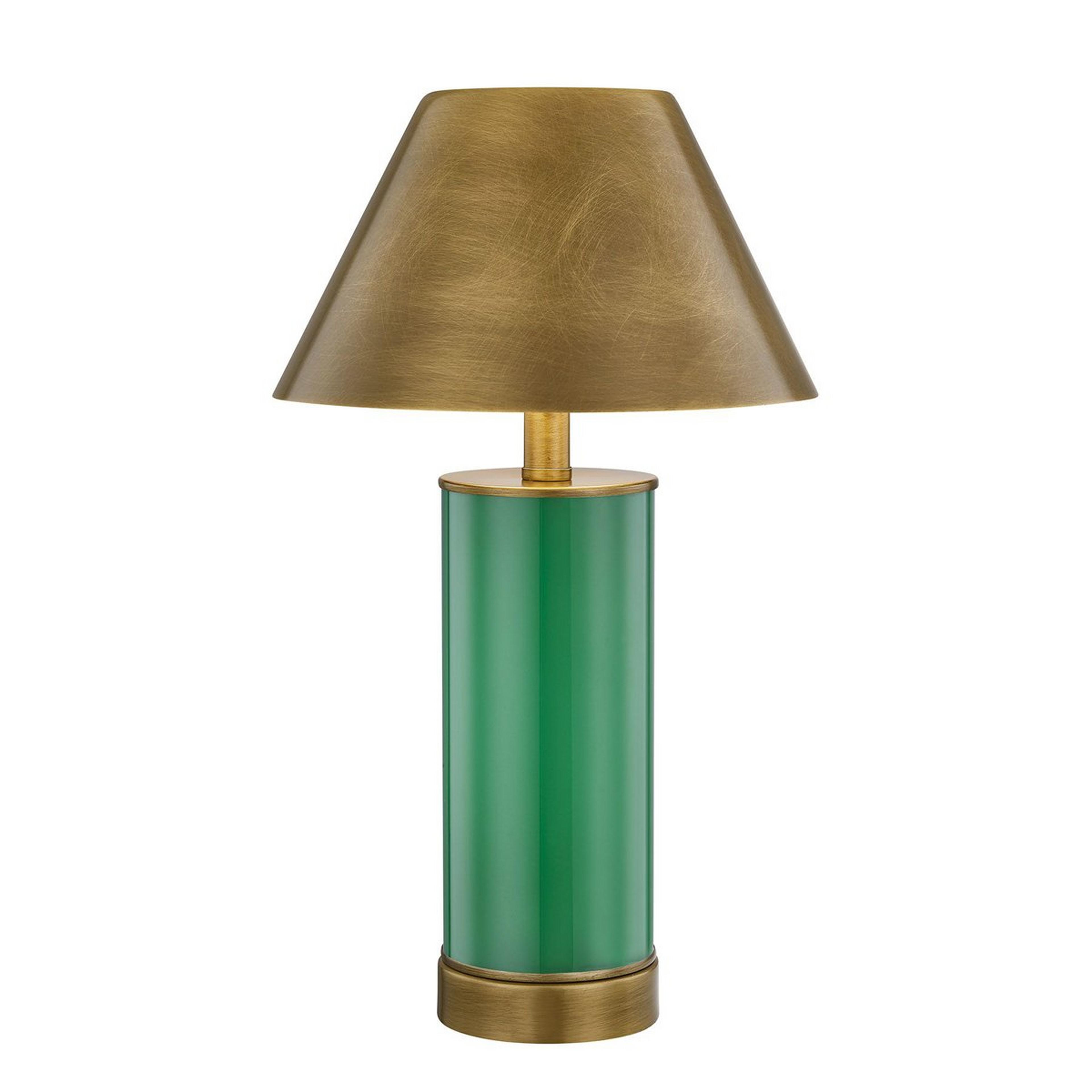 A Muriel Cordless LED Table Lamp with Green / Brushed Brass color