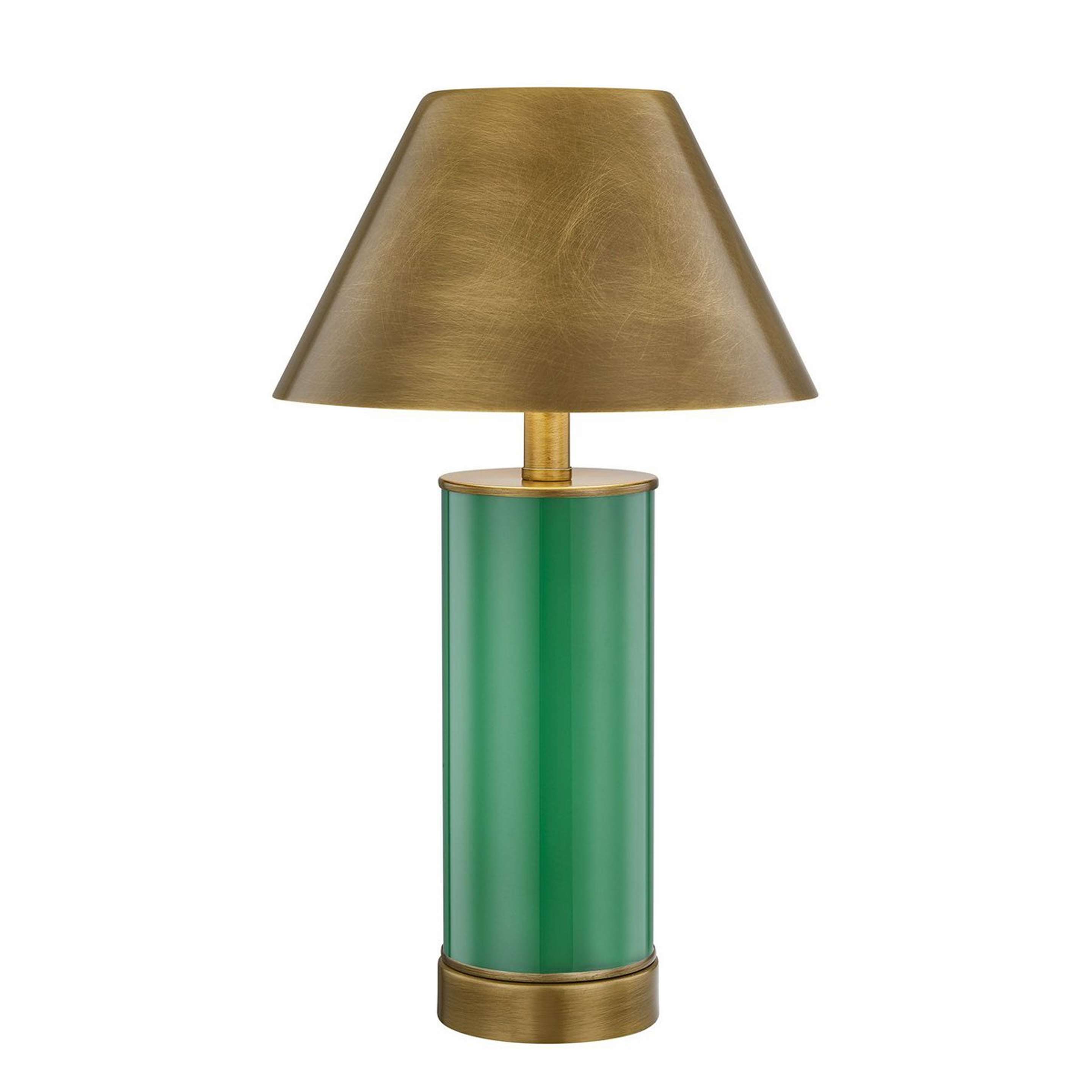 A Muriel Cordless LED Table Lamp with Green / Brushed Brass color