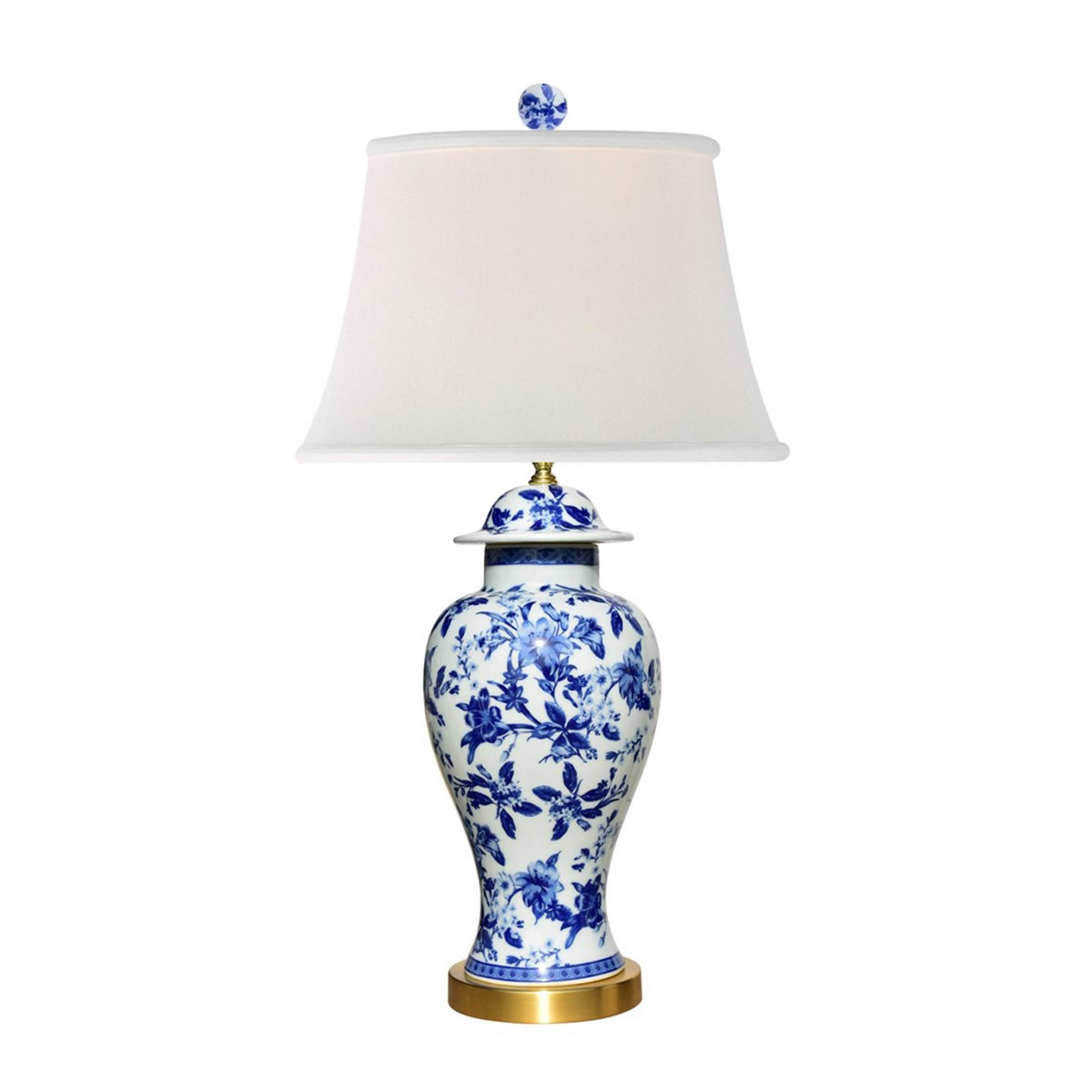 A Lilies in Bloom Table Lamp with Blue / White color
