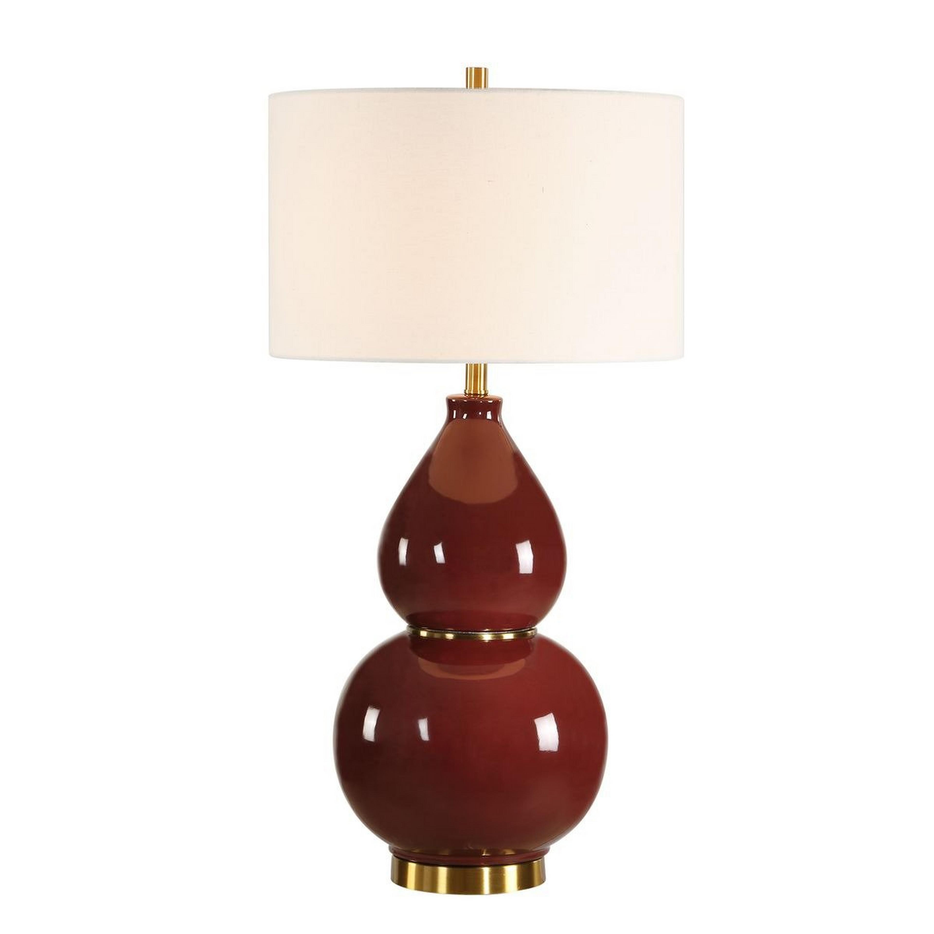 A Calabaza Table Lamp with Burgundy color