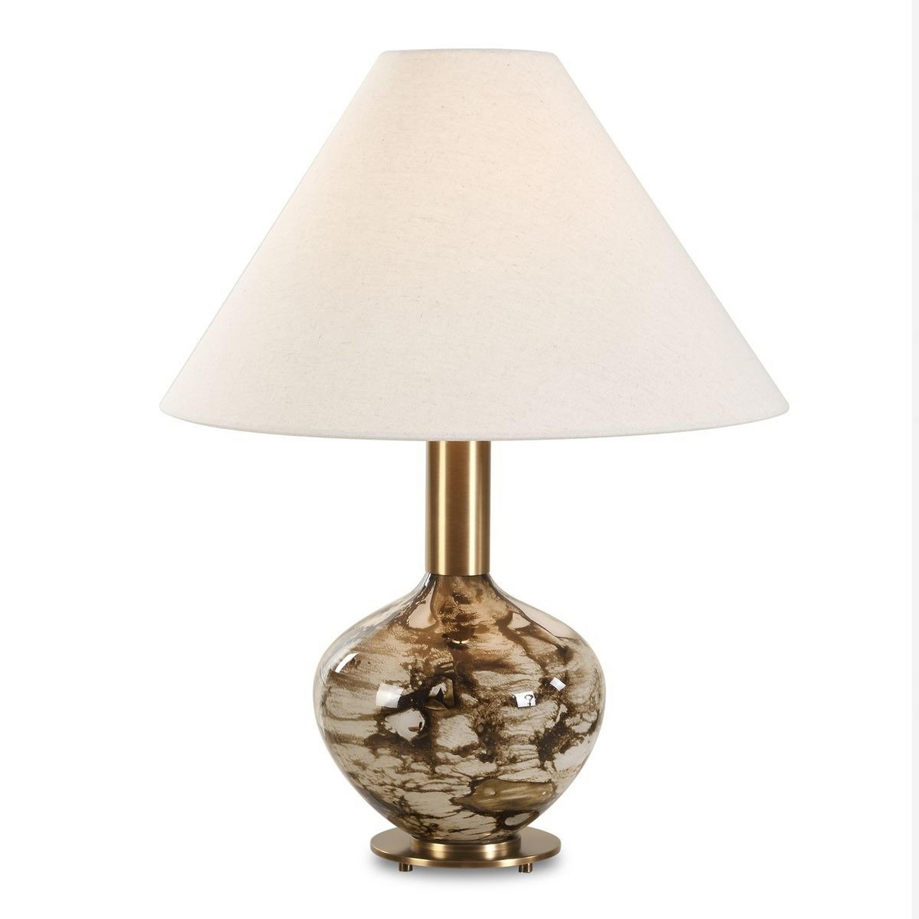 A Marbled Mocha Table Lamp with Brown / White color