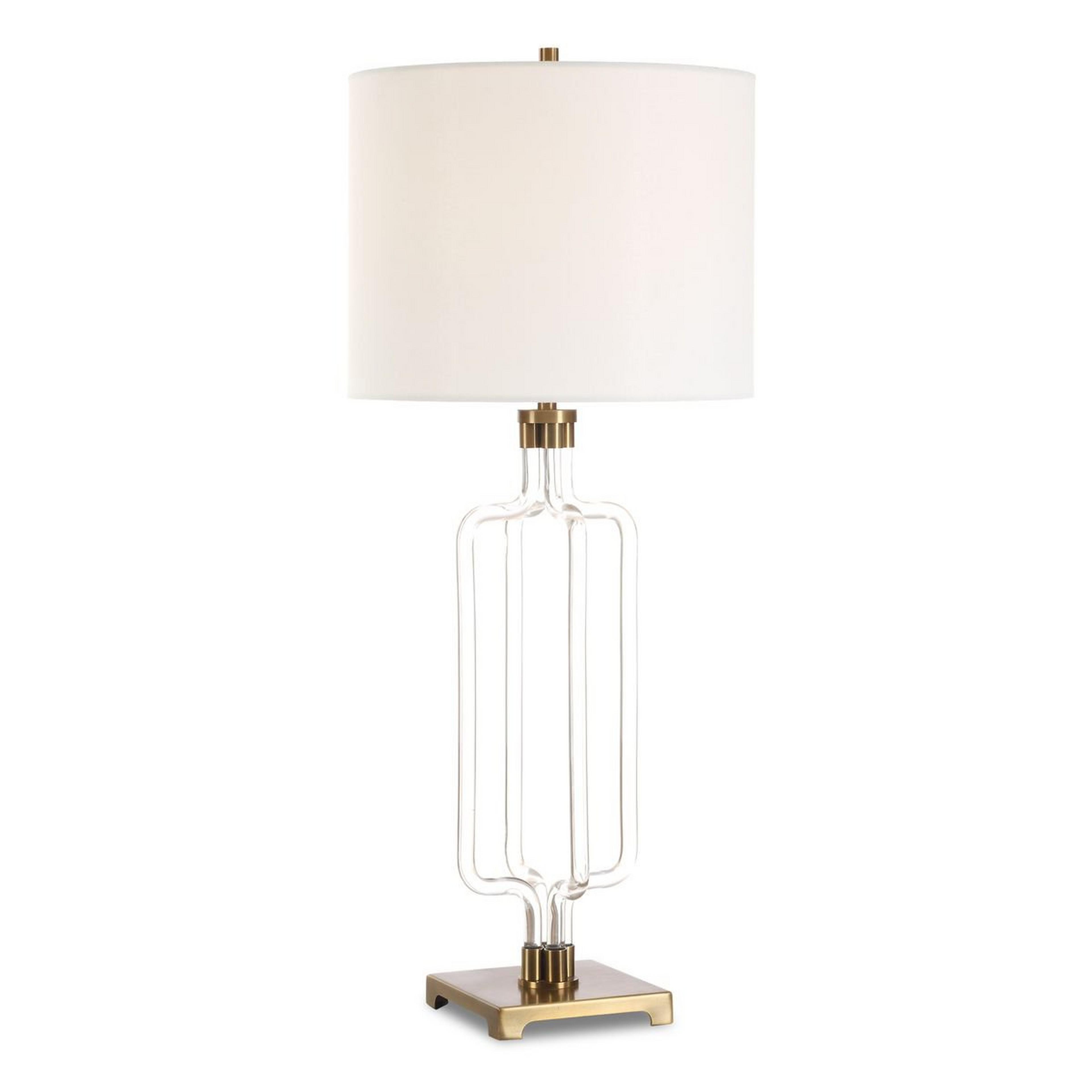 A Contour Rechargeable LED Cordless Table Lamp with Clear / Brass color