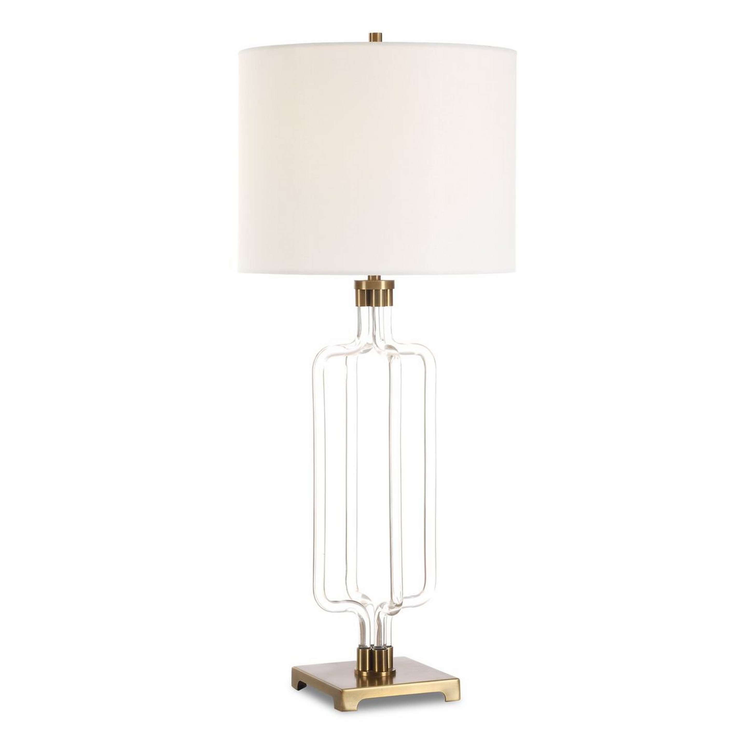 A Contour Rechargeable LED Cordless Table Lamp with Clear / Brass color