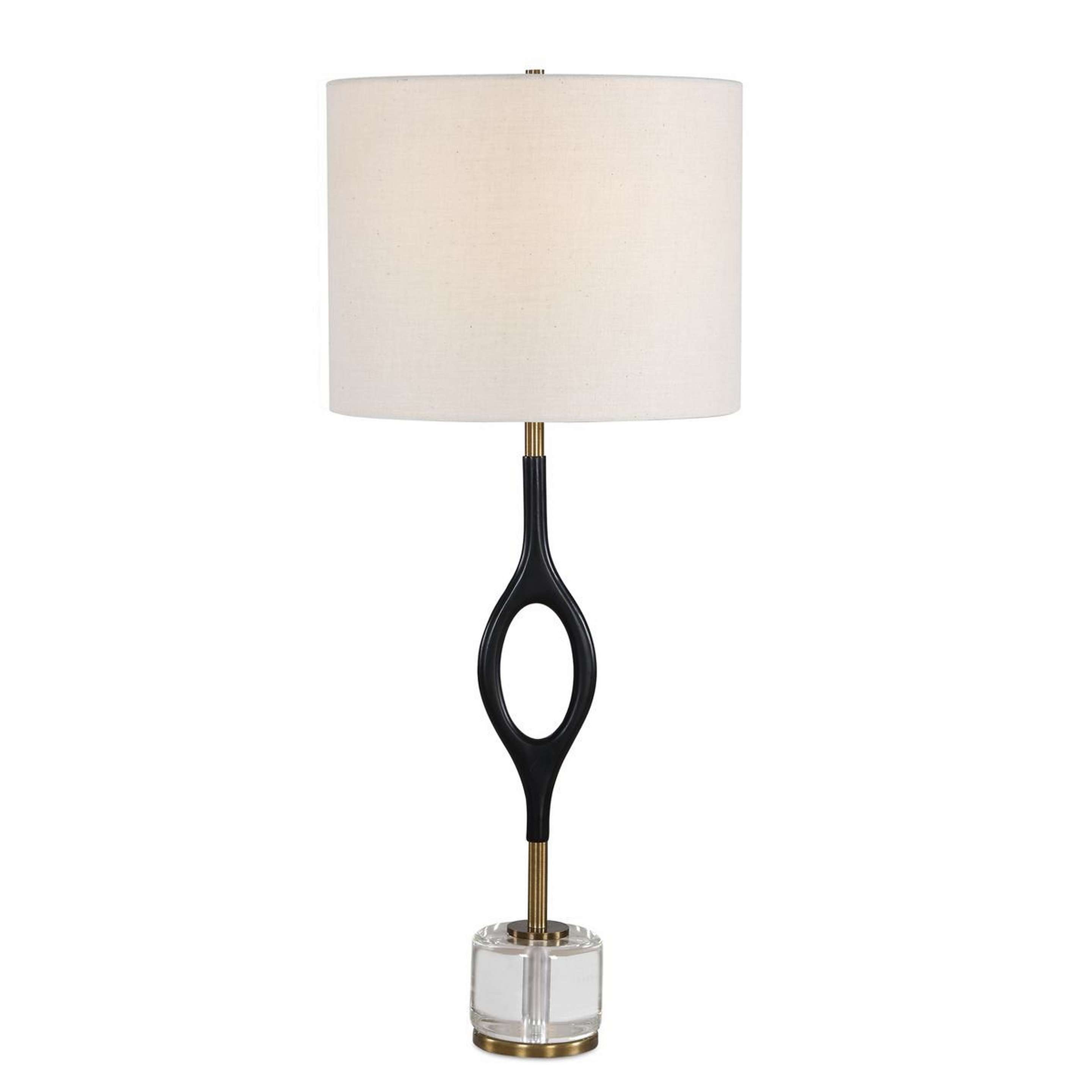 A Trevor Rechargeable LED Cordless Buffet Lamp with Black / Brass /Clear color