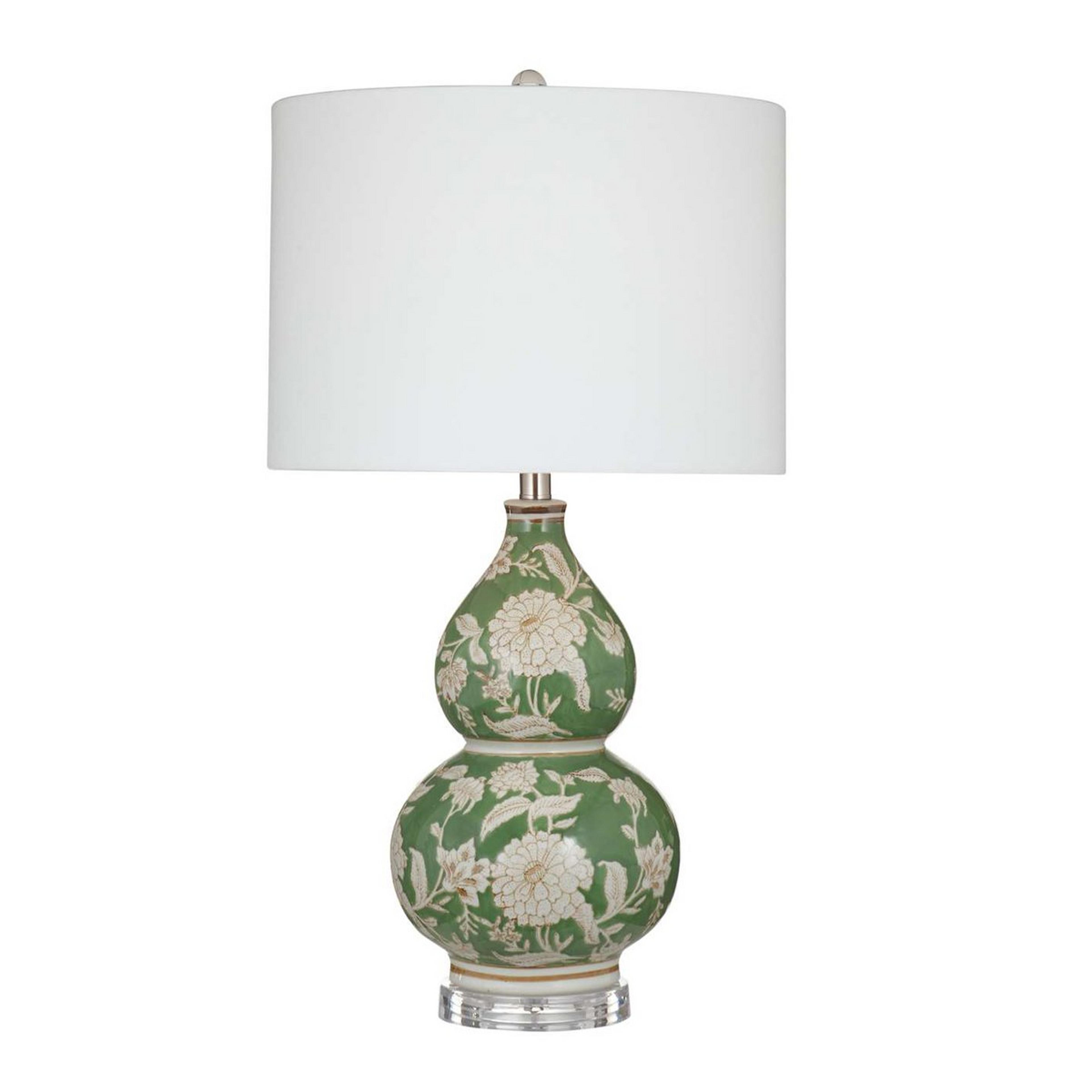 A Cormier Table Lamp with Green / Beige / White / Polished Nickel / Clear Acrylic color