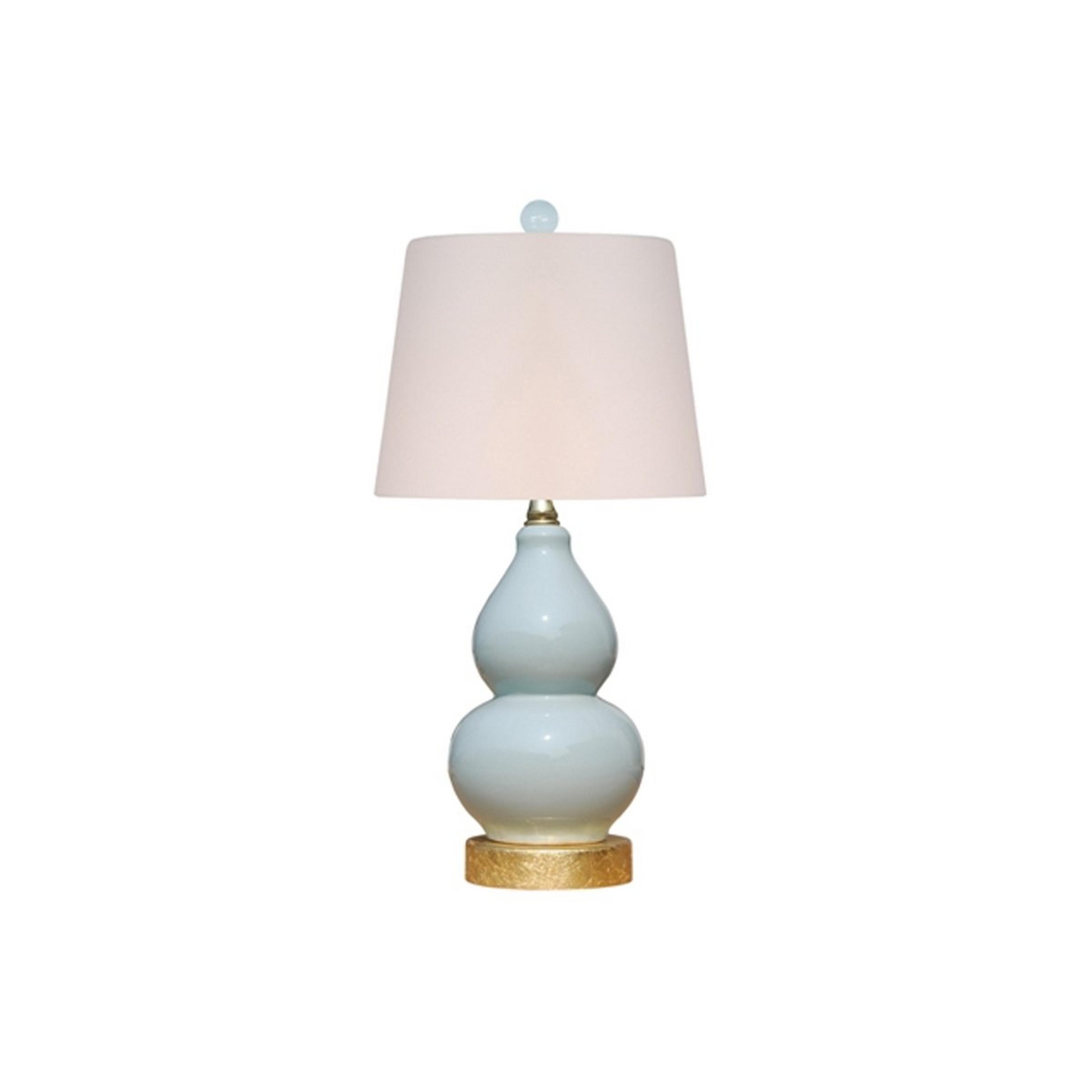 A Double Gourd Lamp - Gold Leaf Base with Light Blue color