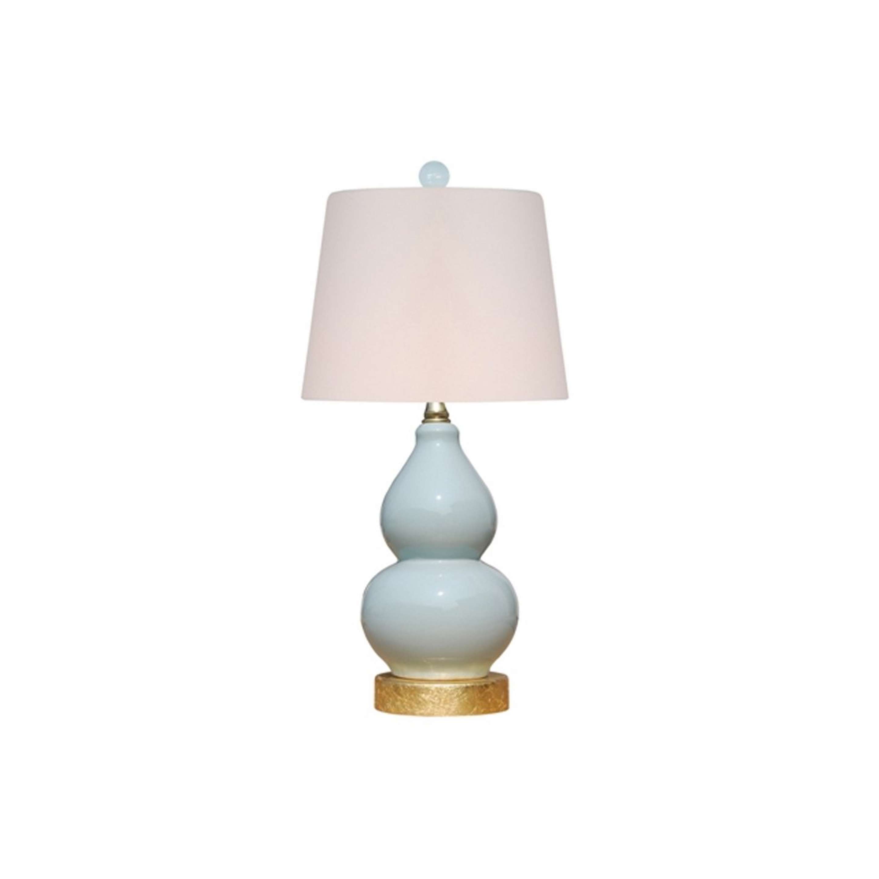 A Double Gourd Lamp - Gold Leaf Base with Light Blue color