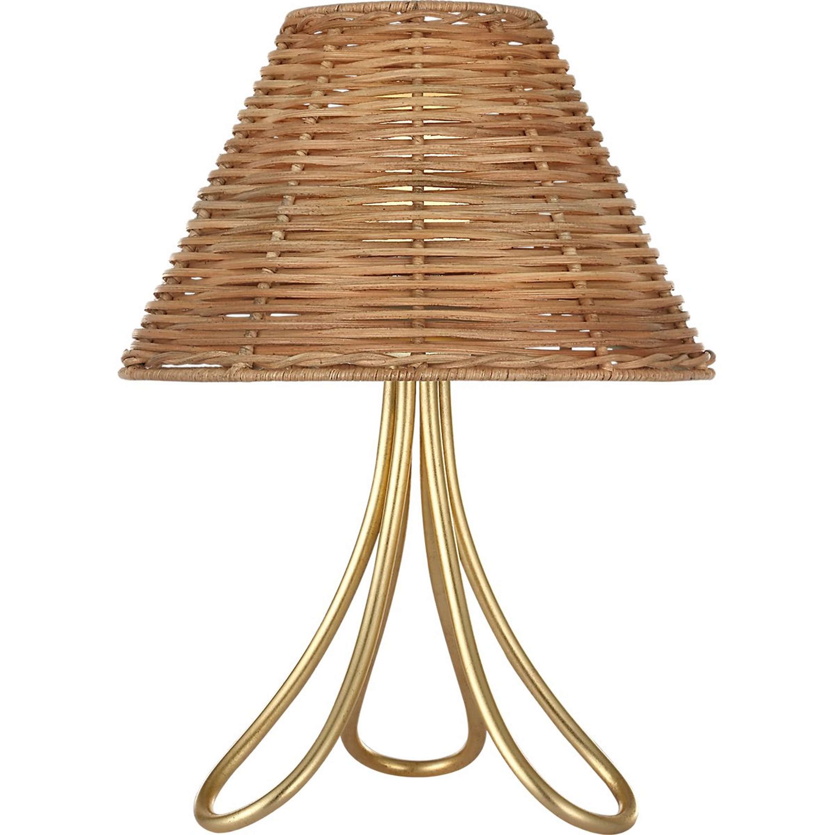 A Jenna Cordless Table Lamp with Aged Gold / Natural Rattan color