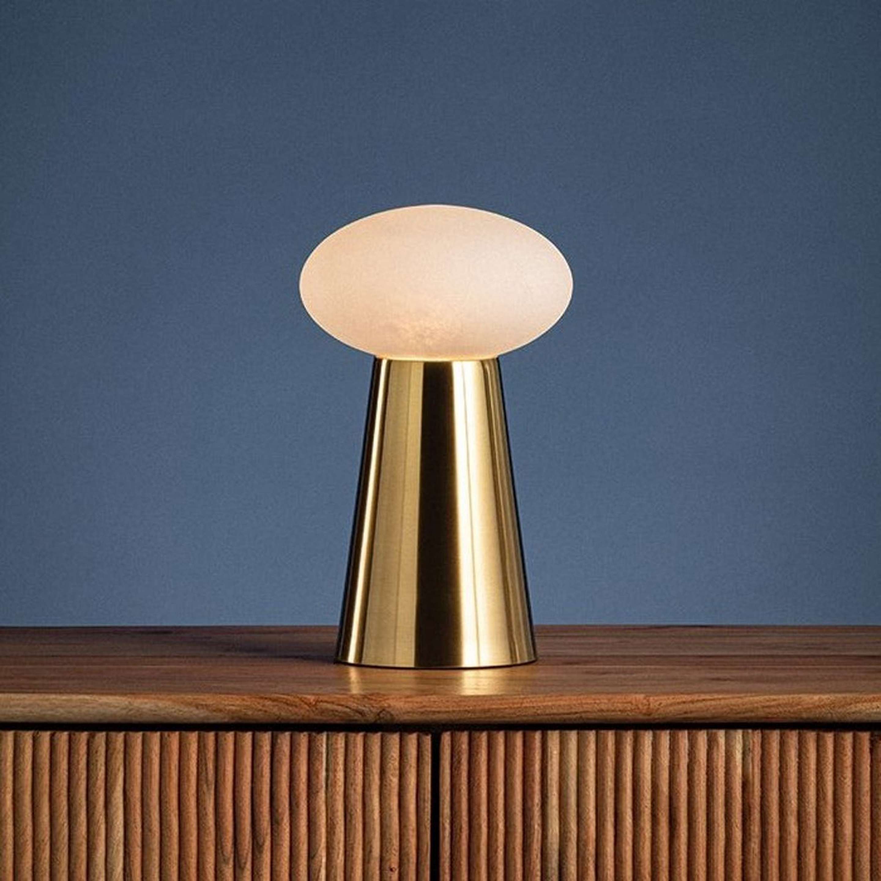 A Azara Rechargeable LED Cordless Table Lamp with Brass / Cloud Glass color