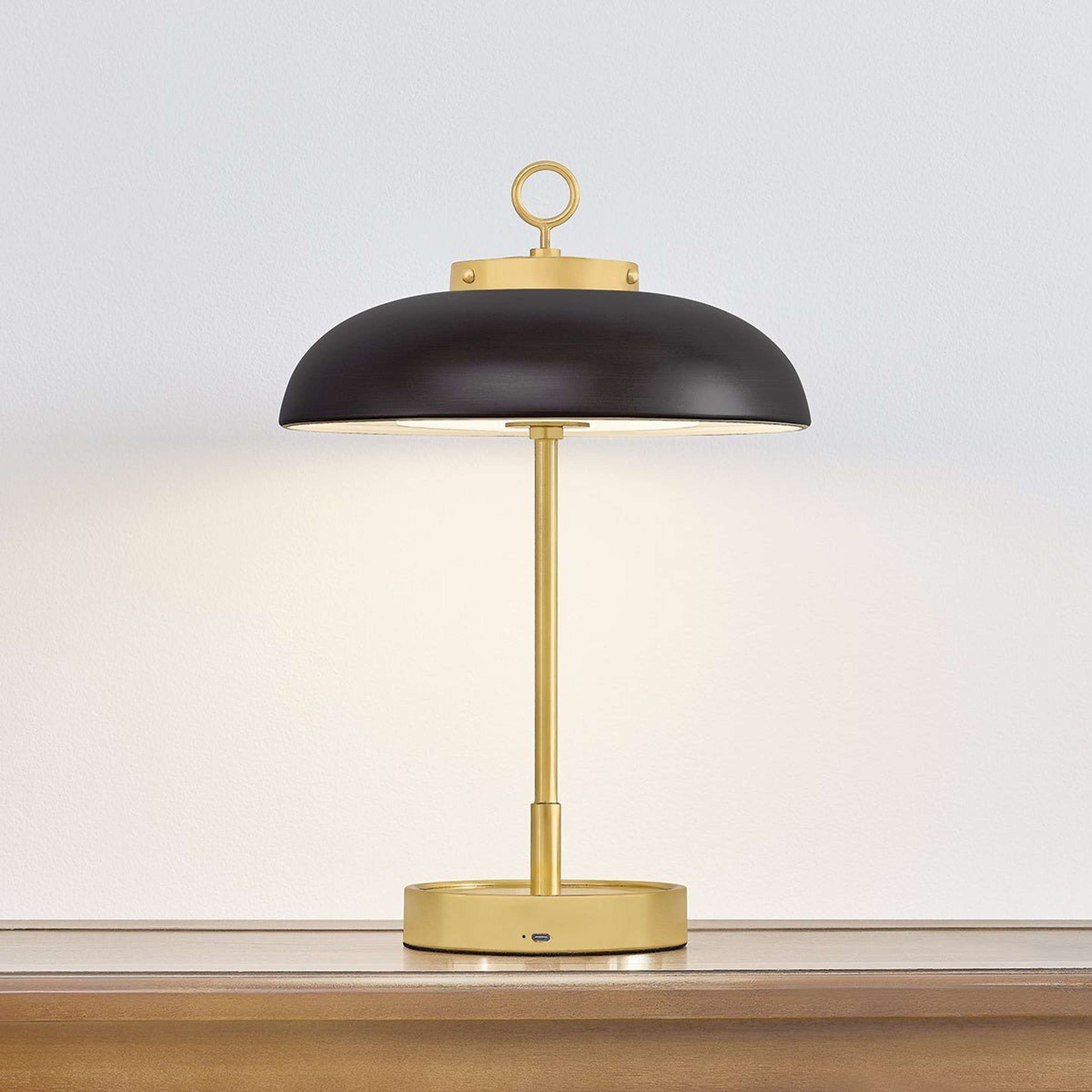 A Knightley LED Rechargeable Cordless Table Lamp with Brass / Bronze / White Acrylic color