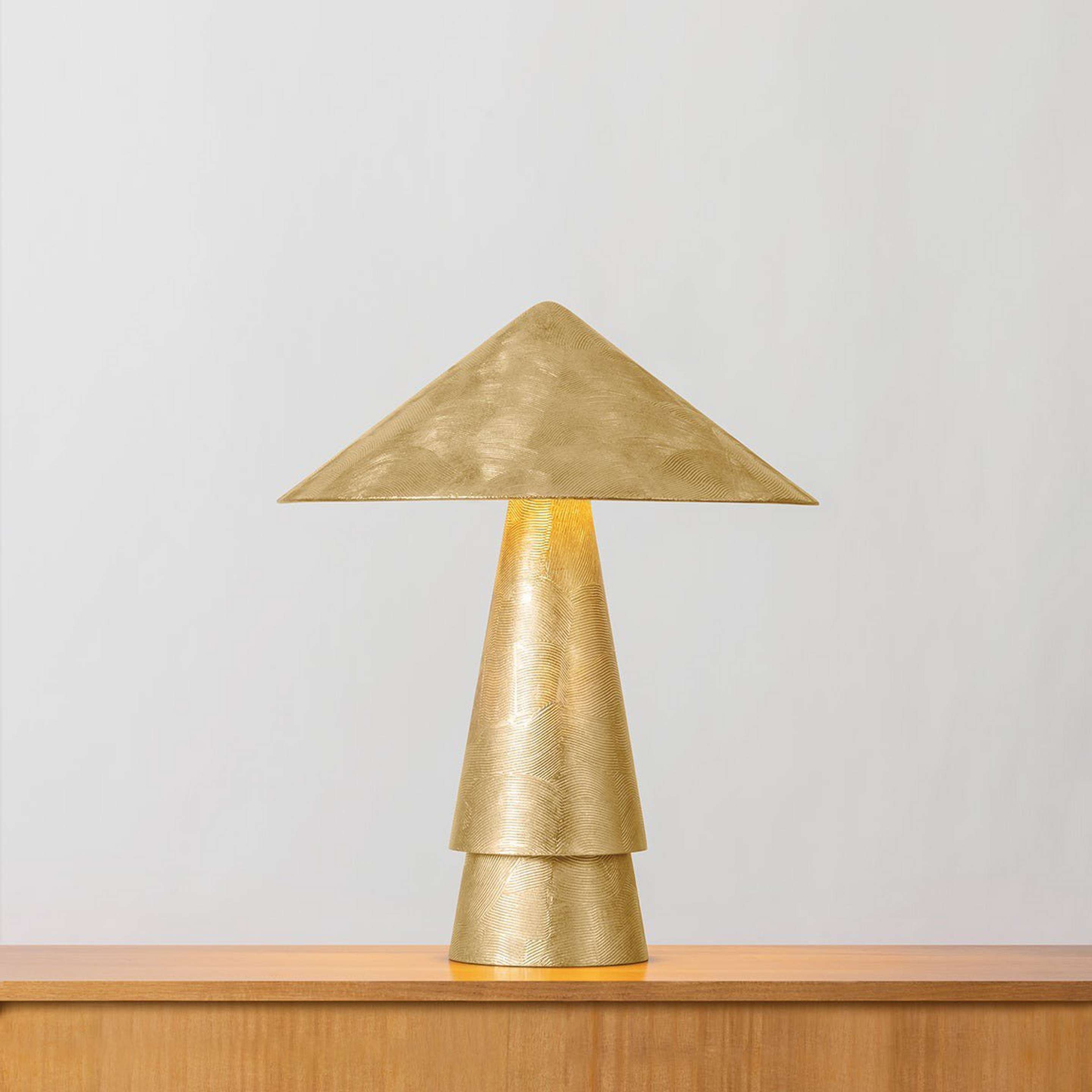 A Viburnum Table Lamp with Gold Leaf color