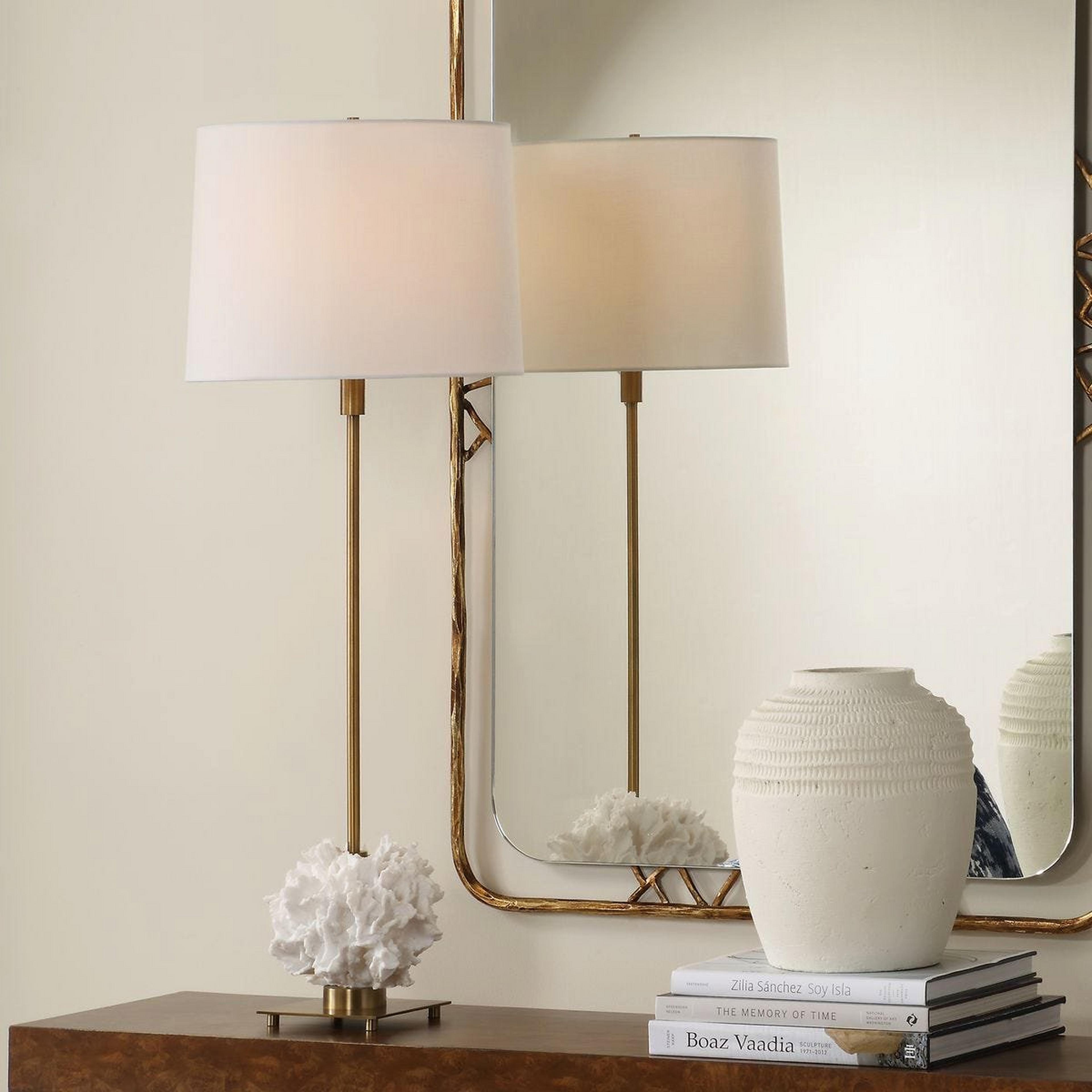 A Nauru Buffet Table Lamp with Gold / White color