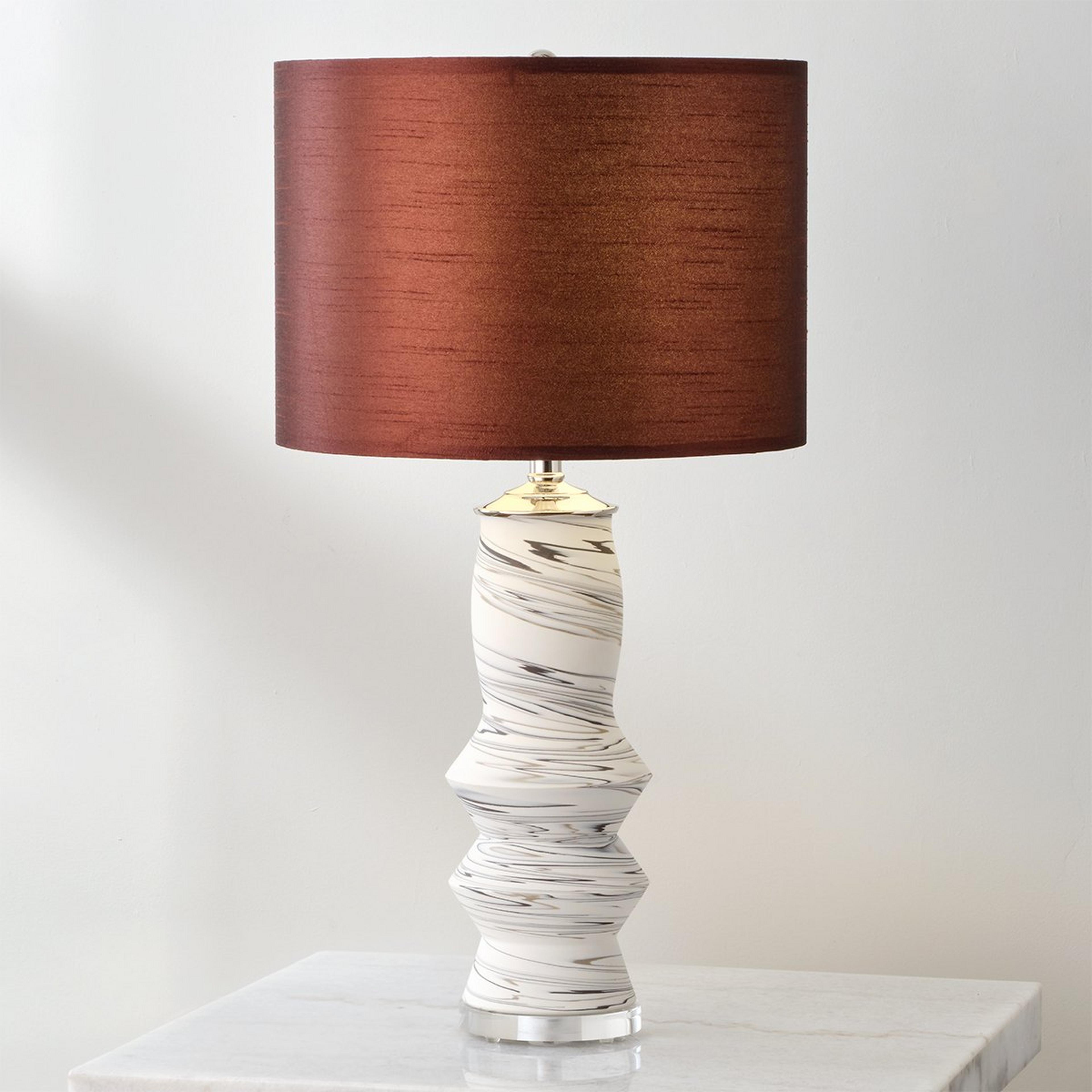 A Entasis Table Lamp with White / Polished Nickel color