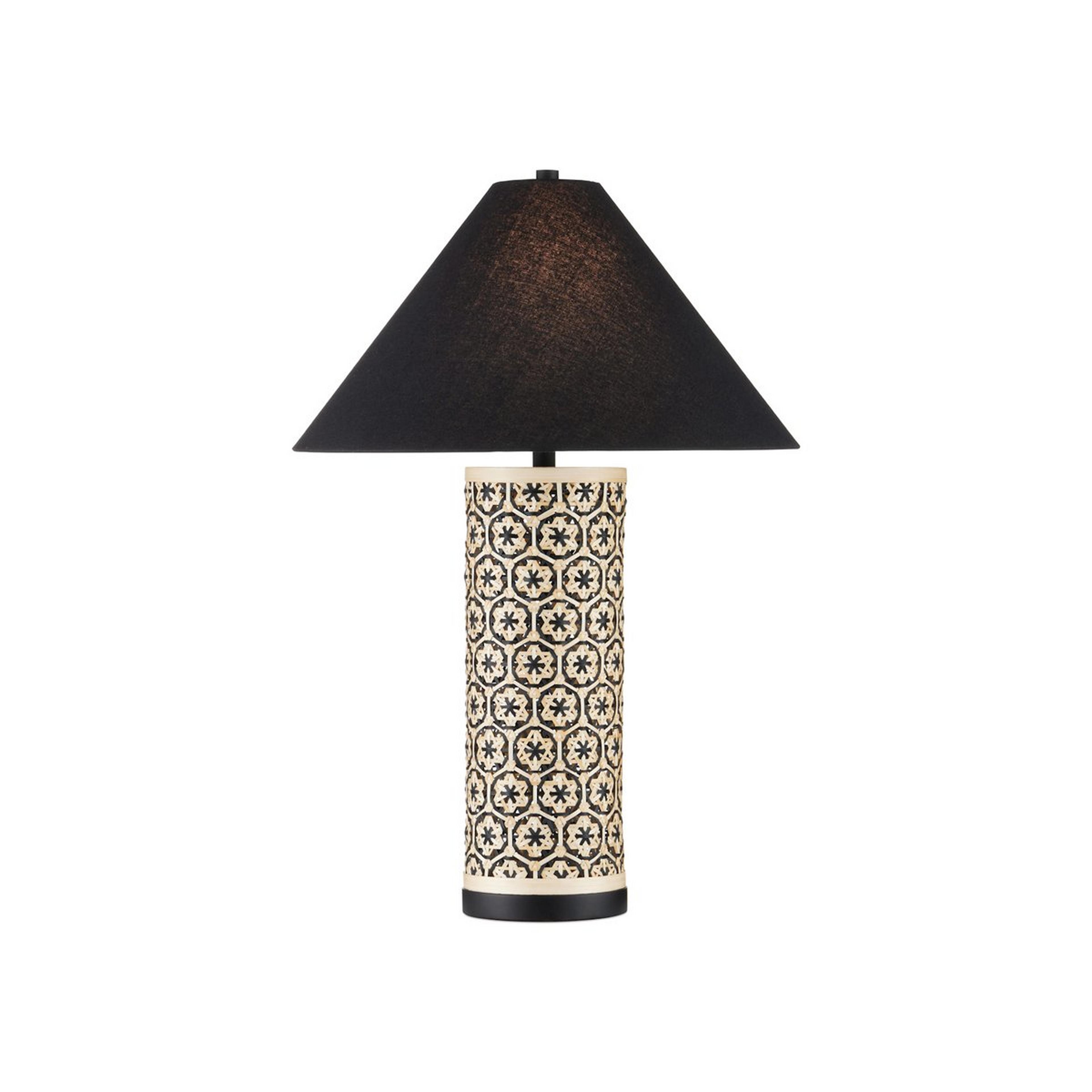 A Zamira Table Lamp with Black / Natural Bamboo color
