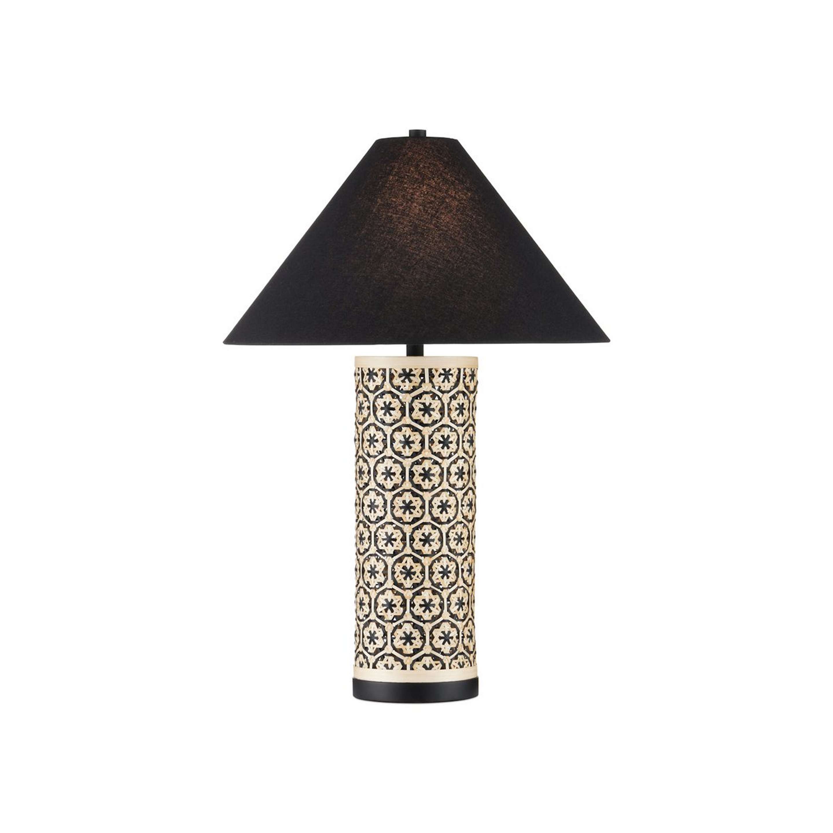 A Zamira Table Lamp with Black / Natural Bamboo color