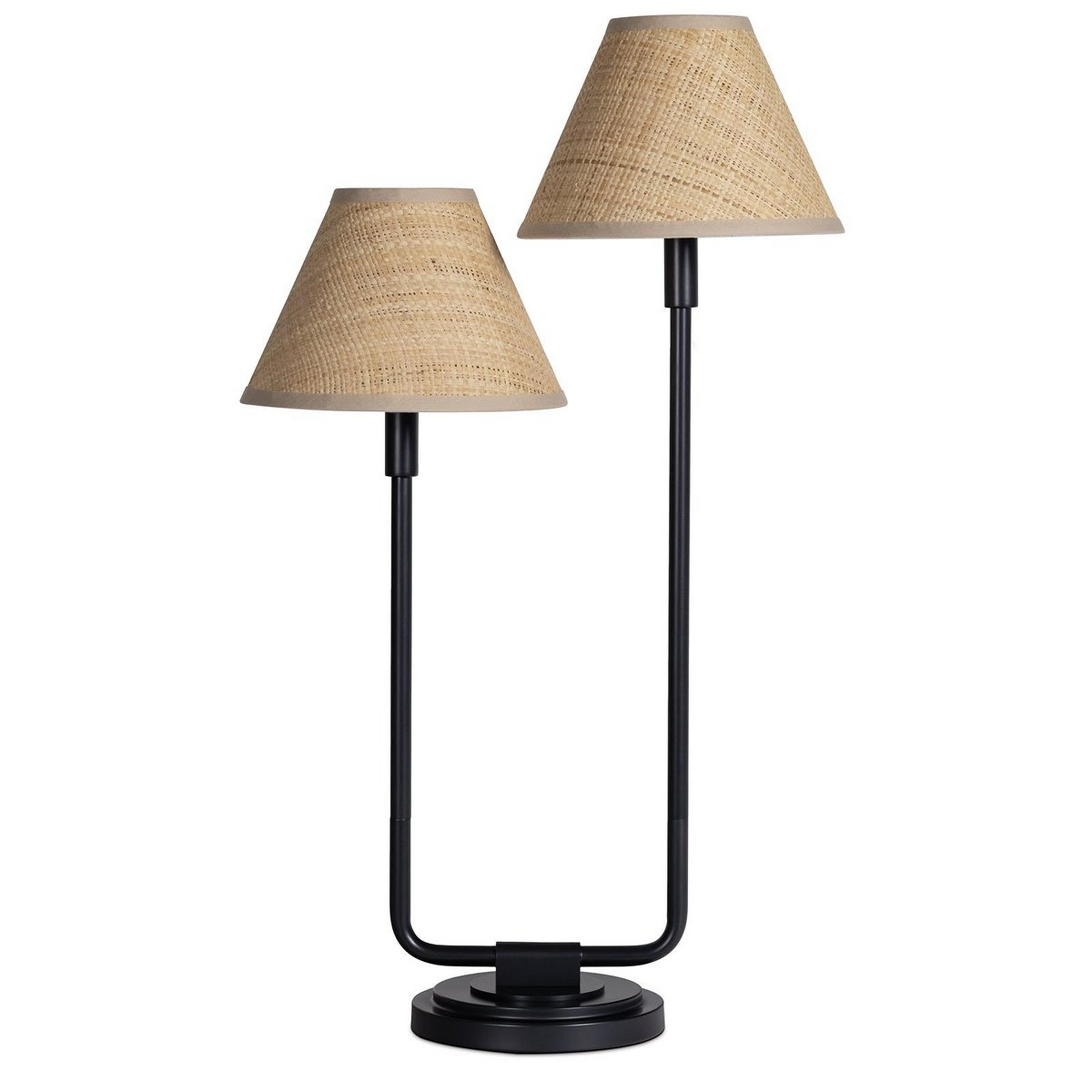 A Henley Table Lamp - Rattan with Black / Natural Rattan color