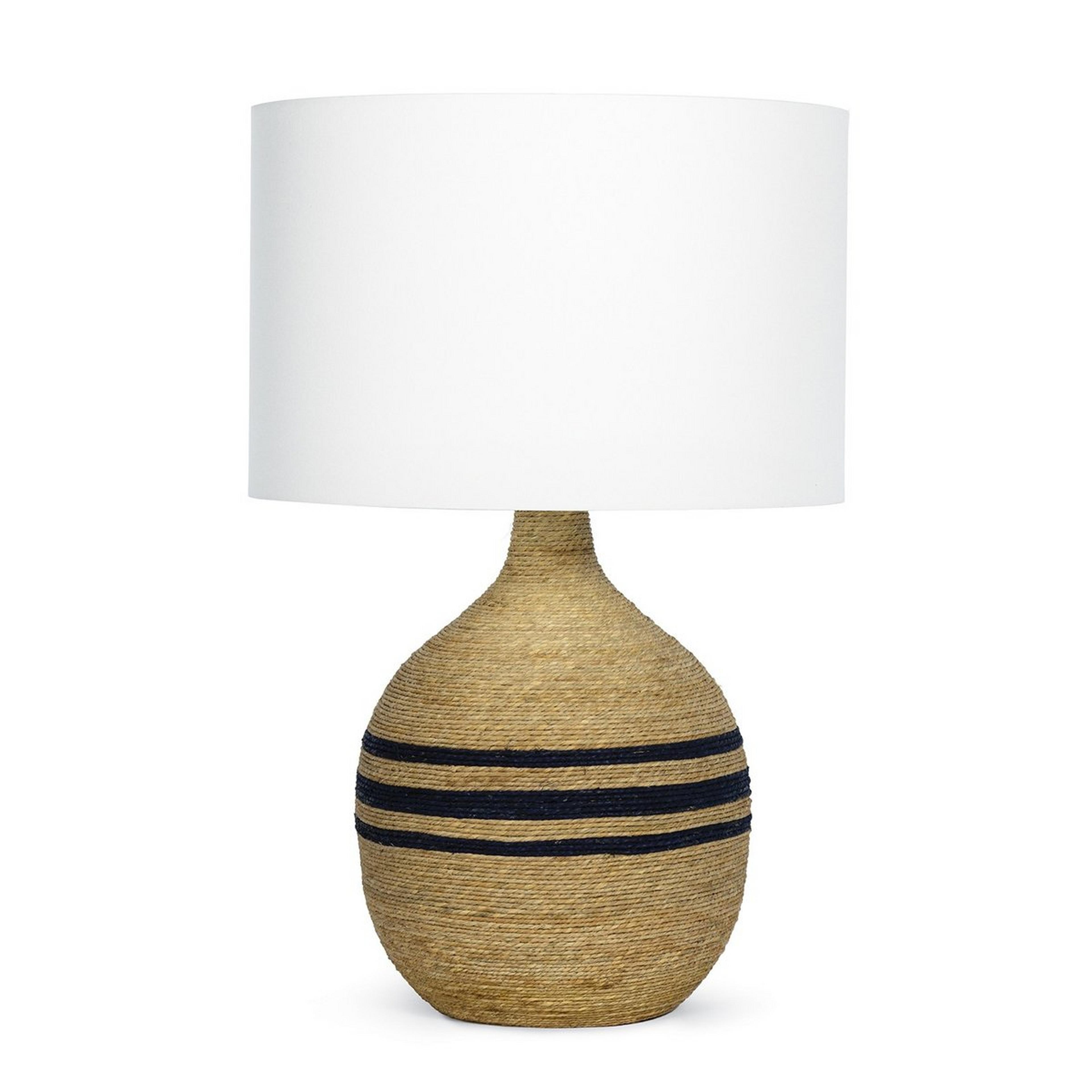 A Sinead Table Lamp with Natural Seagrass / Black / White color