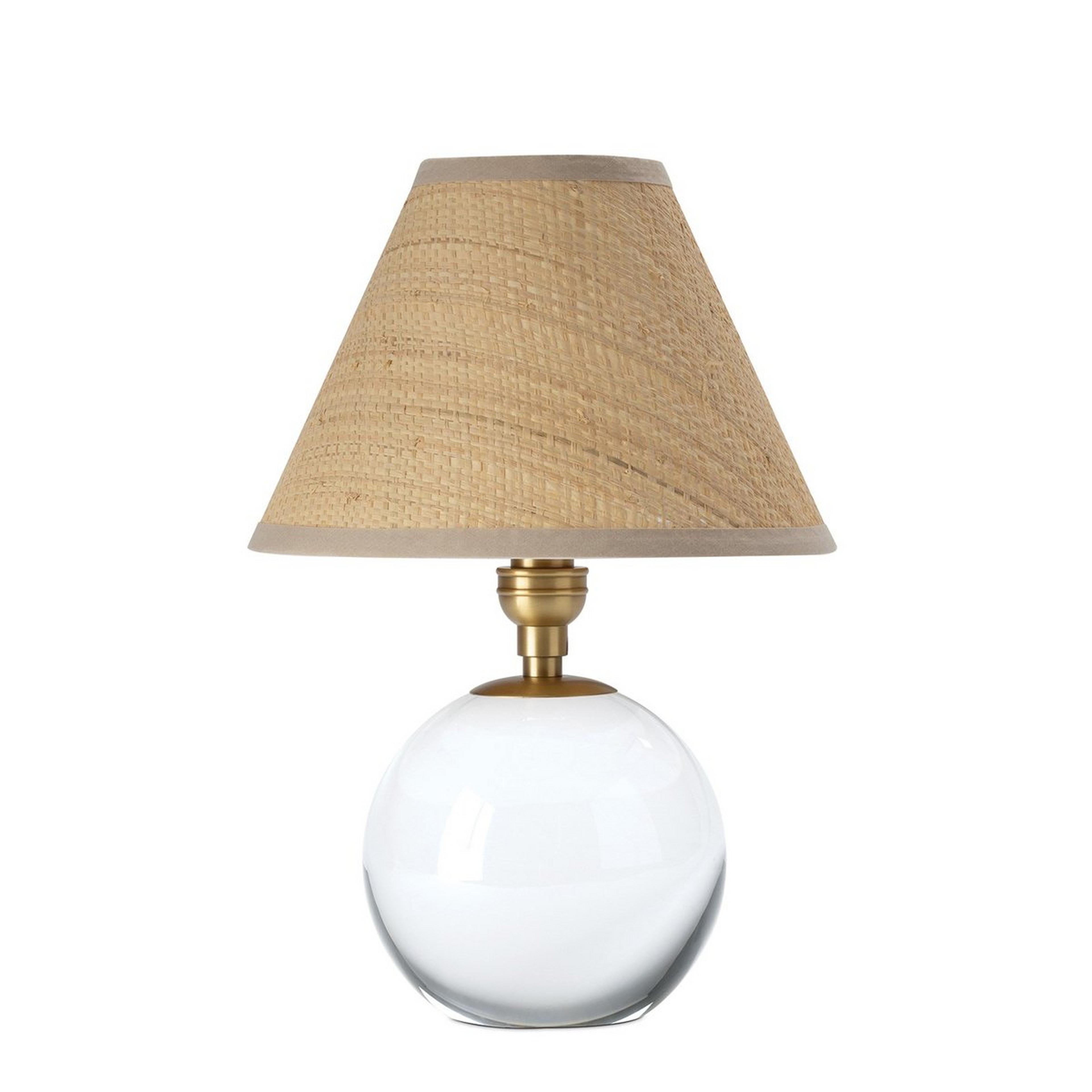 A Cecilene Table Lamp with Natural Brass / Clear Crystal / Natural Rattan color
