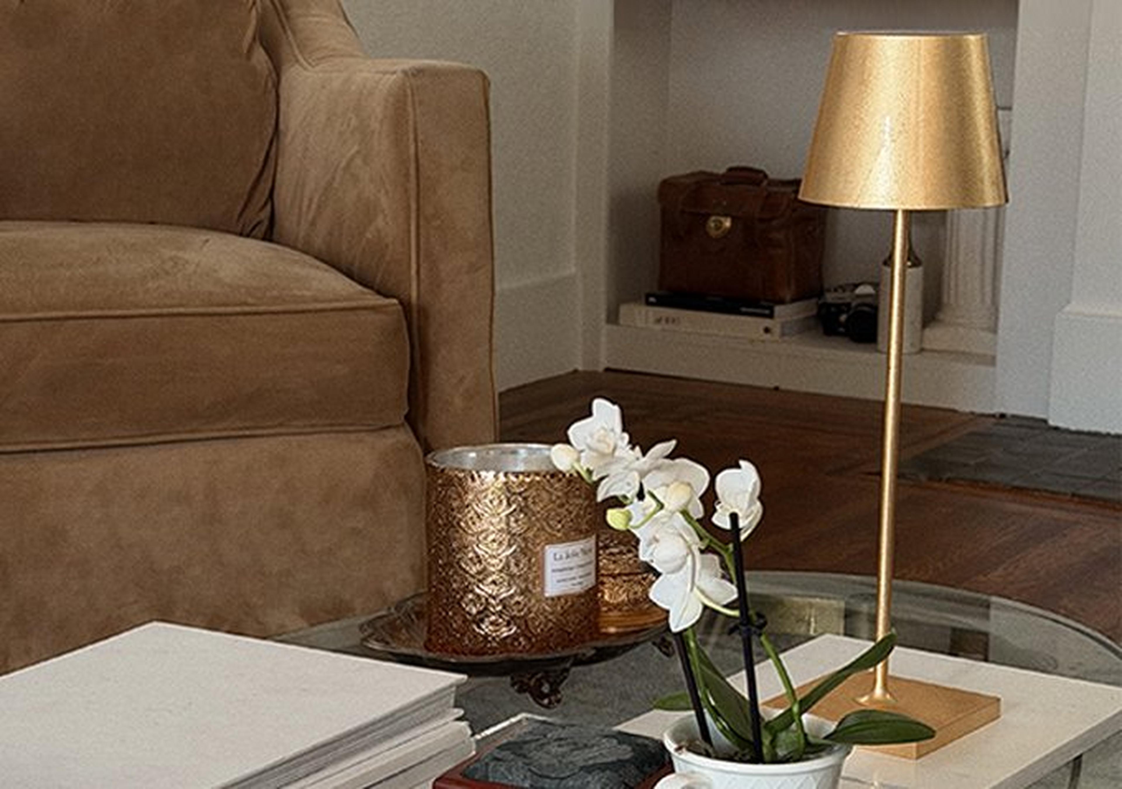 Metallic Gold Leaf Lucy Cordless Table Lamp