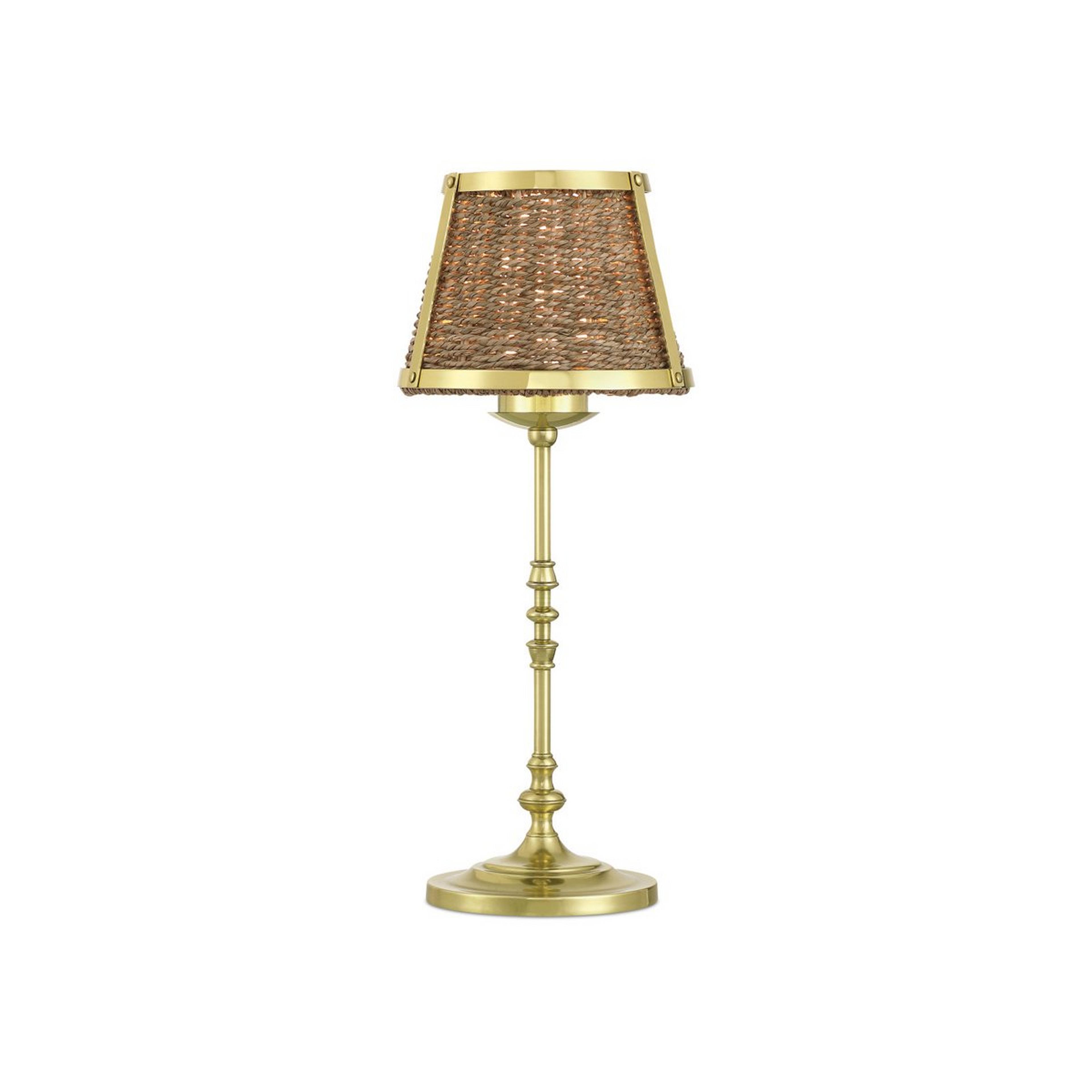 A Laurentin Rechargeable LED Table Lamp with Polished Brass / Seagrass color