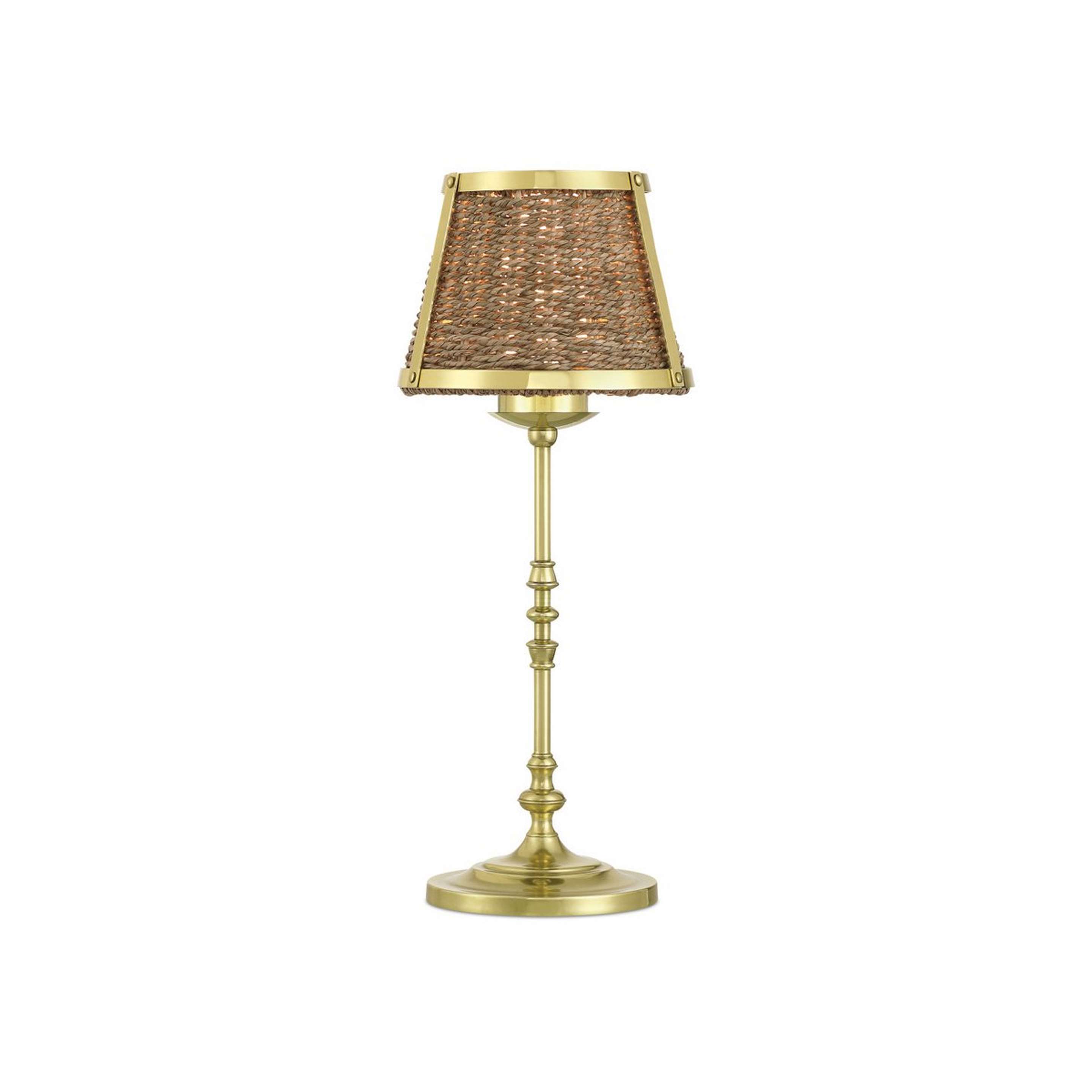 A Laurentin Rechargeable LED Table Lamp with Polished Brass / Seagrass color