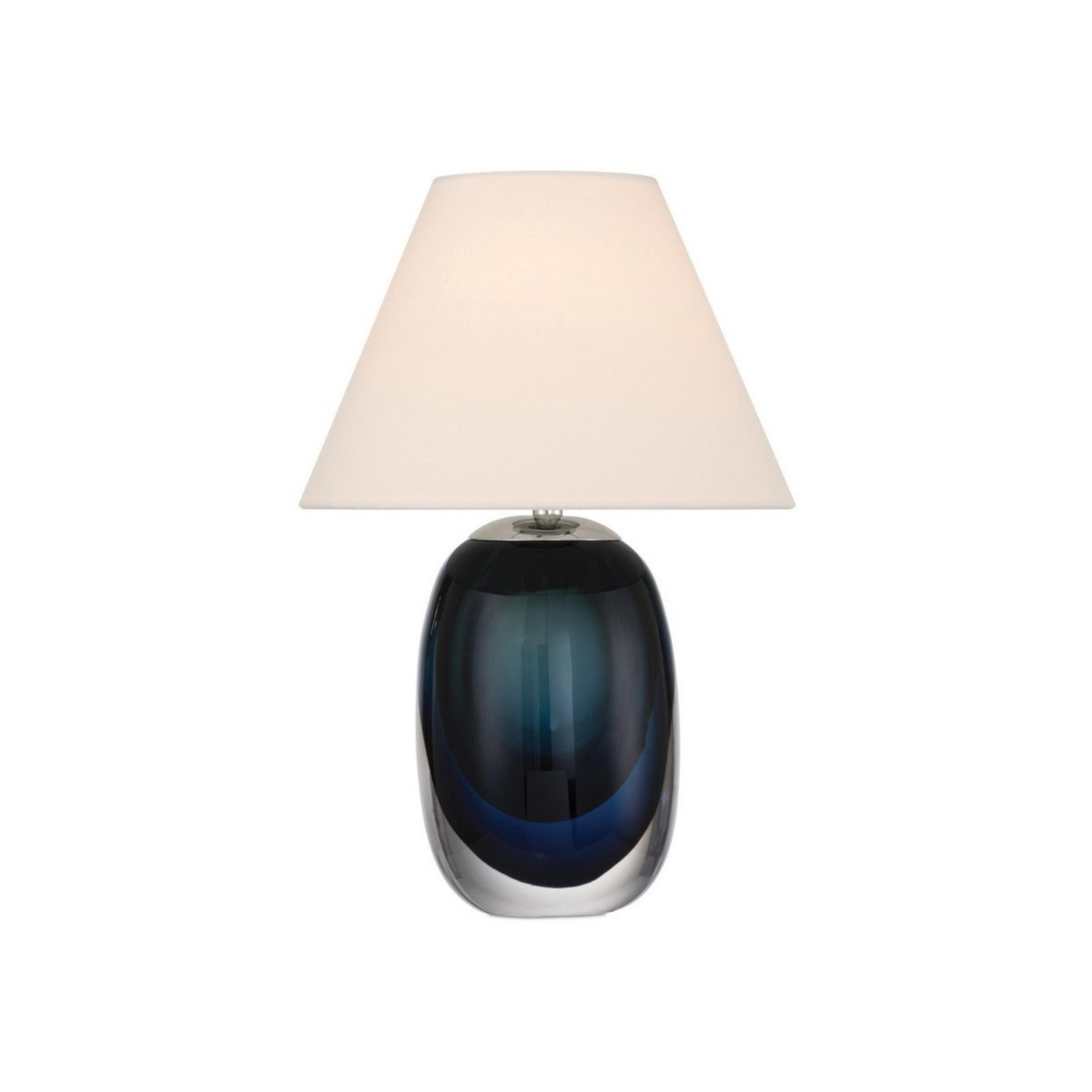 A Augury Cordless LED Table Lamp with Blue / Clear Glass / Polished Nickel color