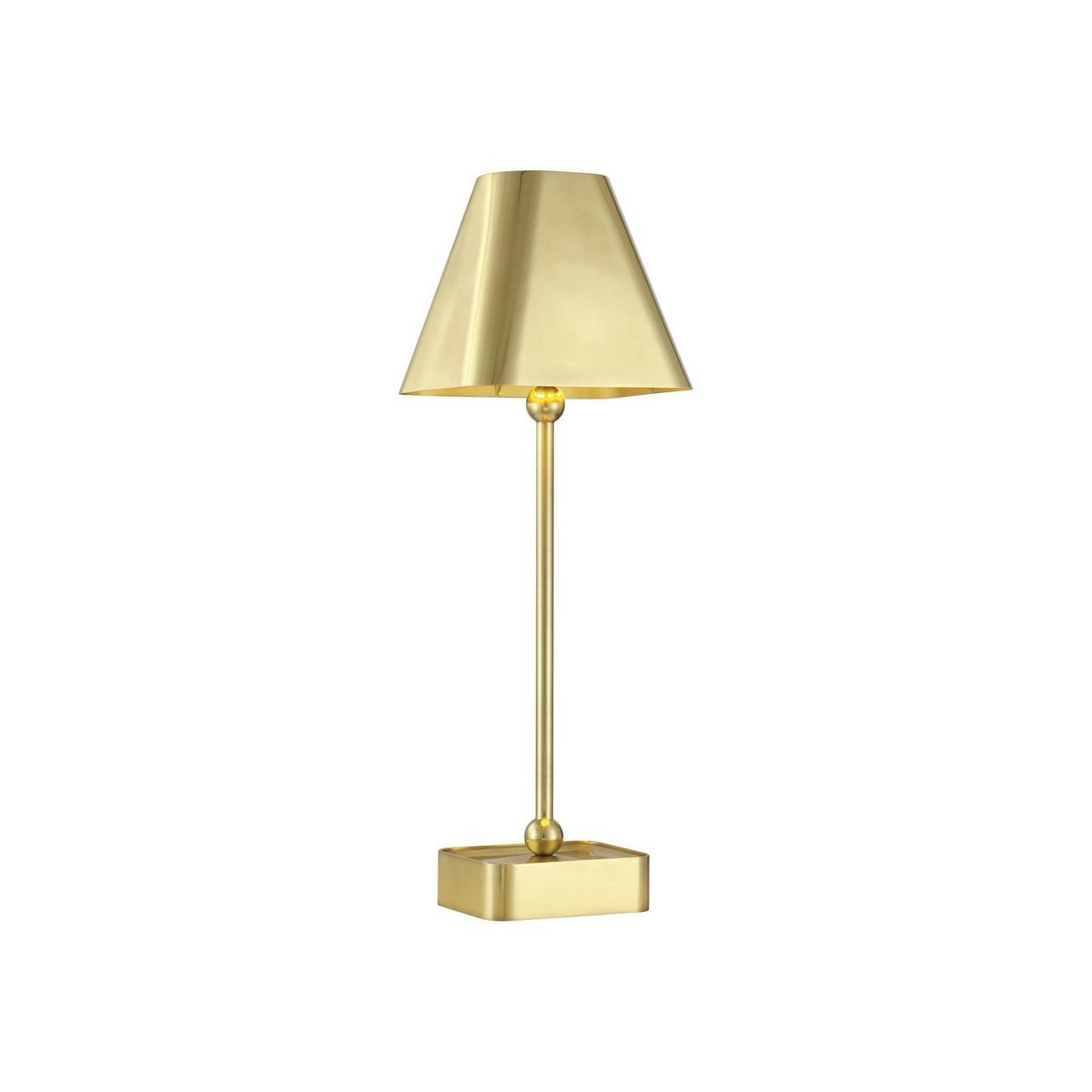 A Fleche Cordless LED Table Lamp with Polished Brass color