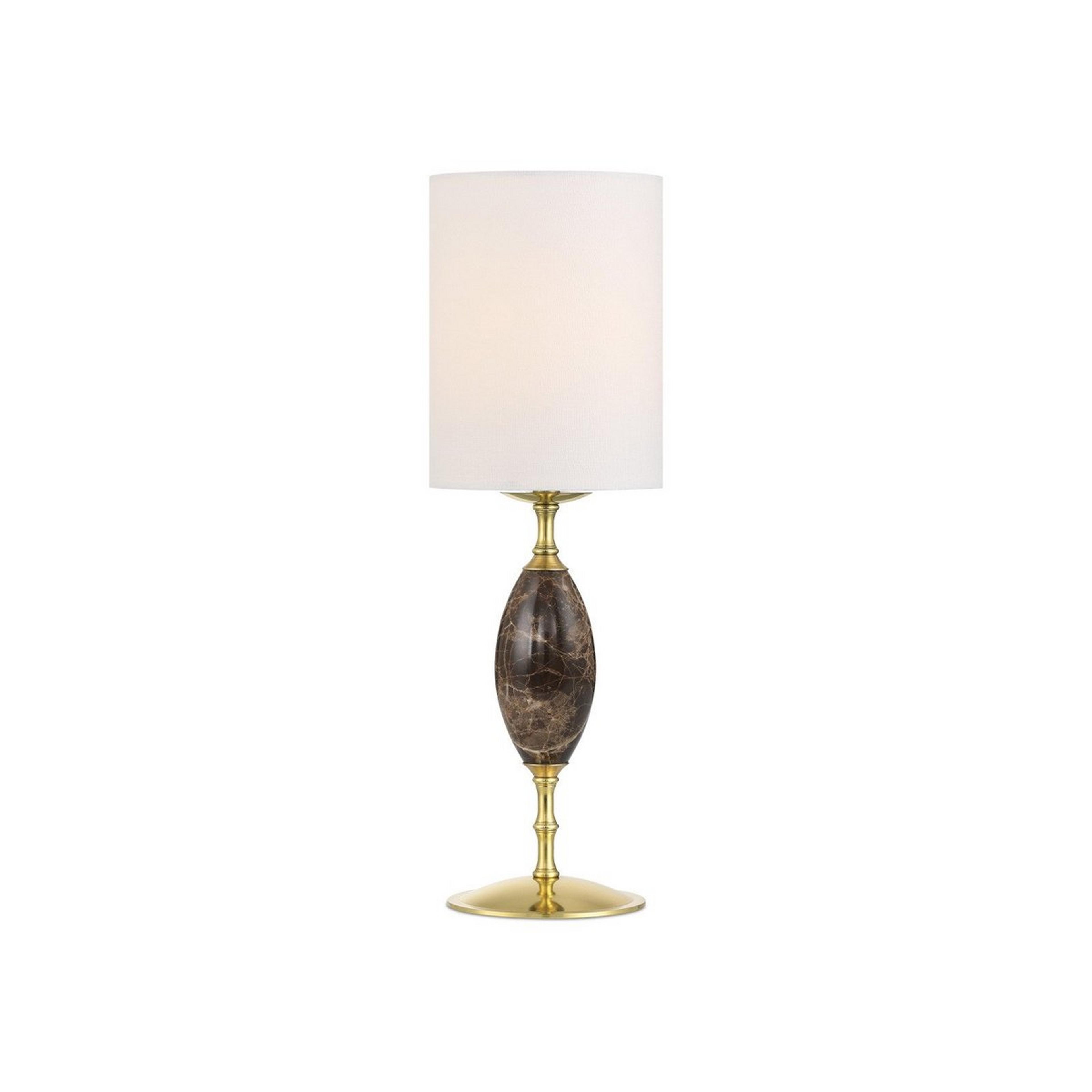 A Valldoreix Cordless LED Table Lamp with Polished Brass / Brown Marble / White color