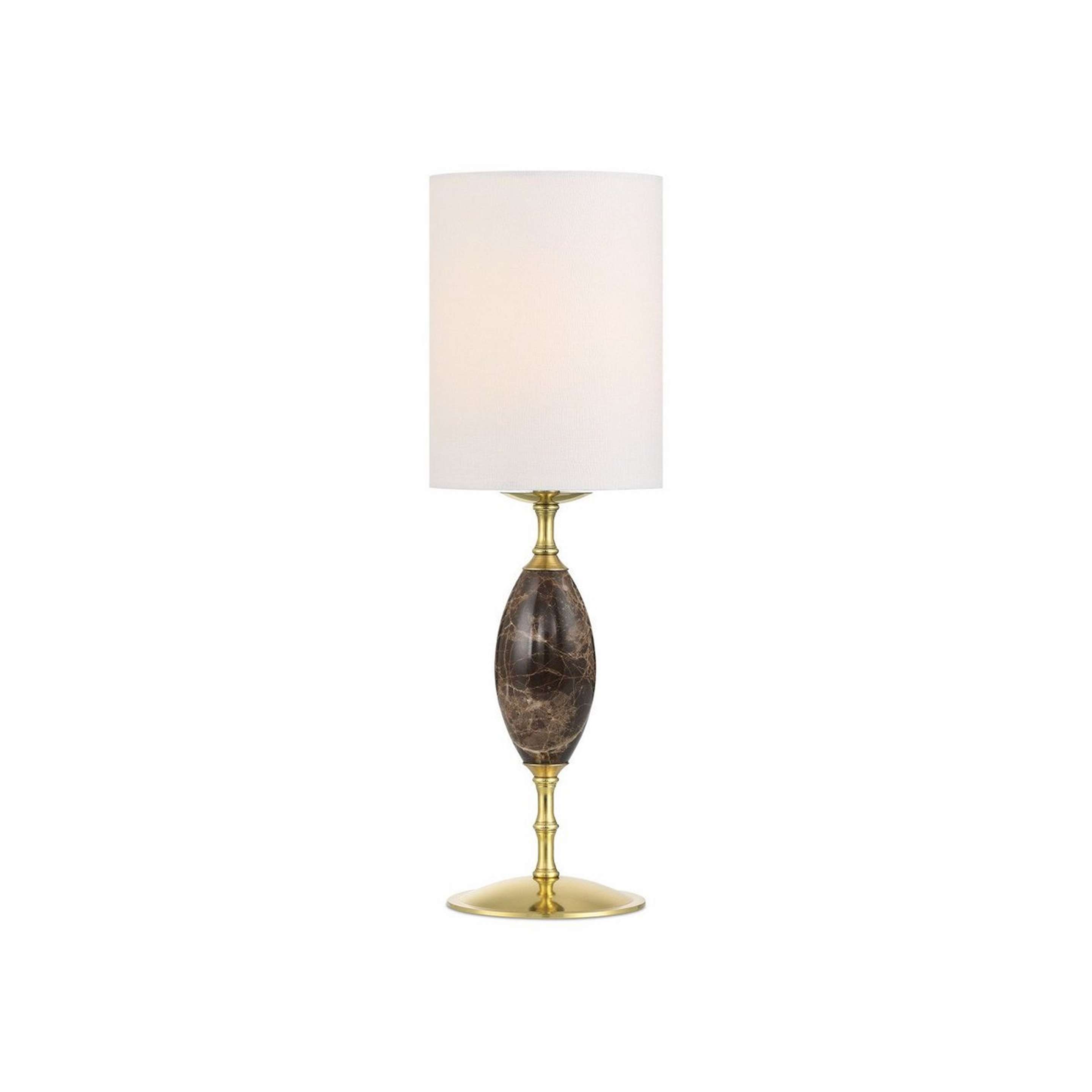 A Valldoreix Cordless LED Table Lamp with Polished Brass / Brown Marble / White color