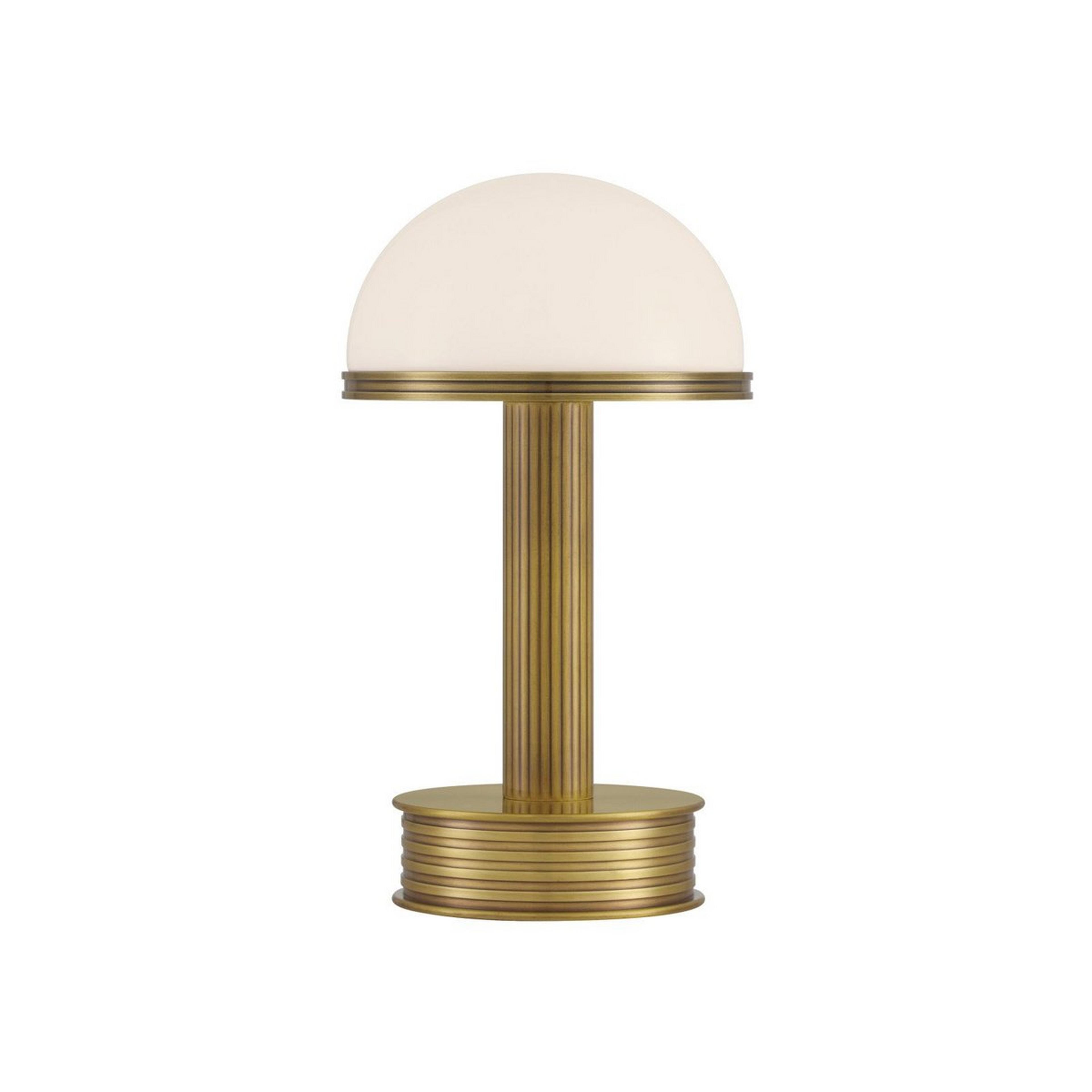 A Lewis Cordless Table Lamp with Antique Brass / Opal Glass color