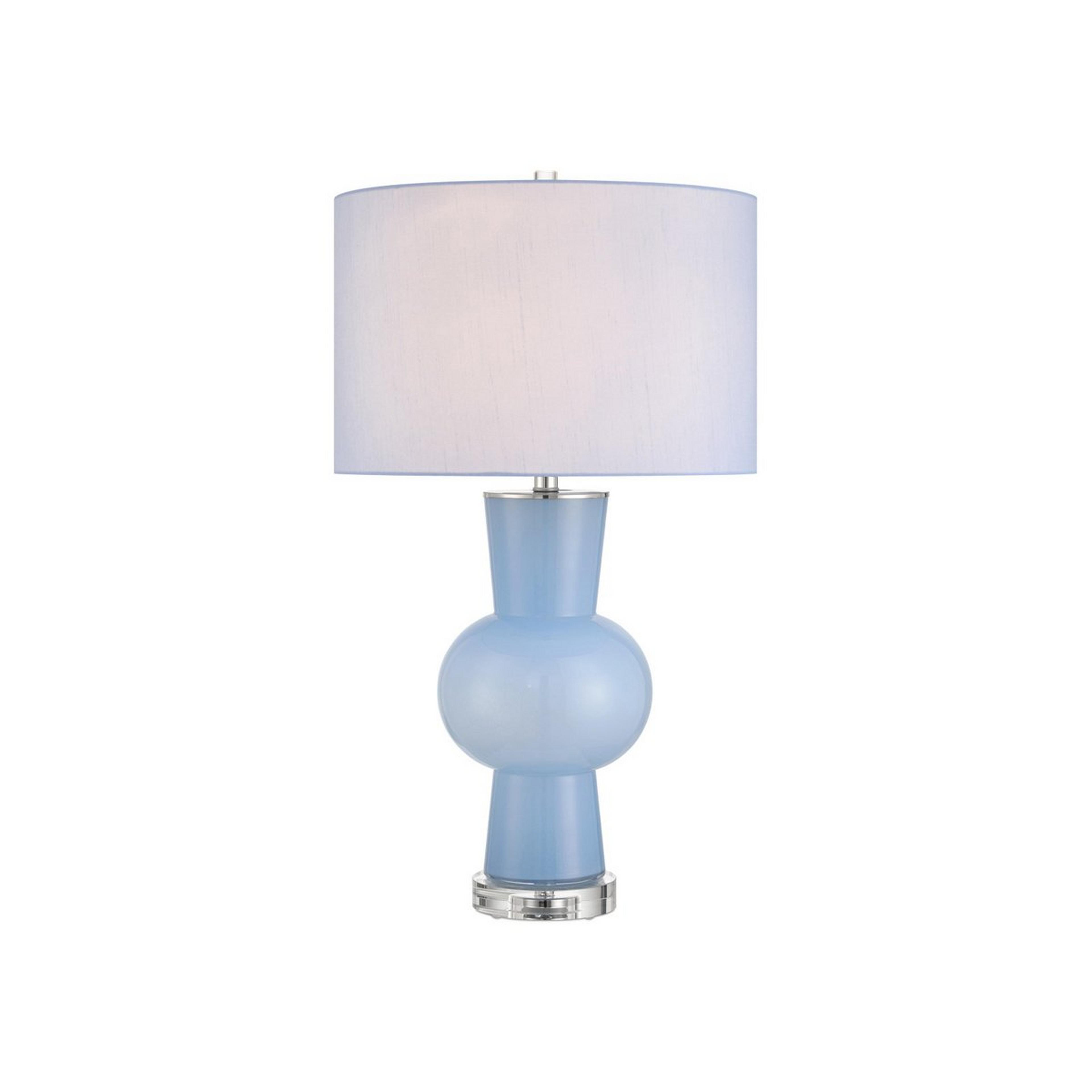 A Atomic Table Lamp with Blue Glass / Clear Crystal / Light Blue Polyester color