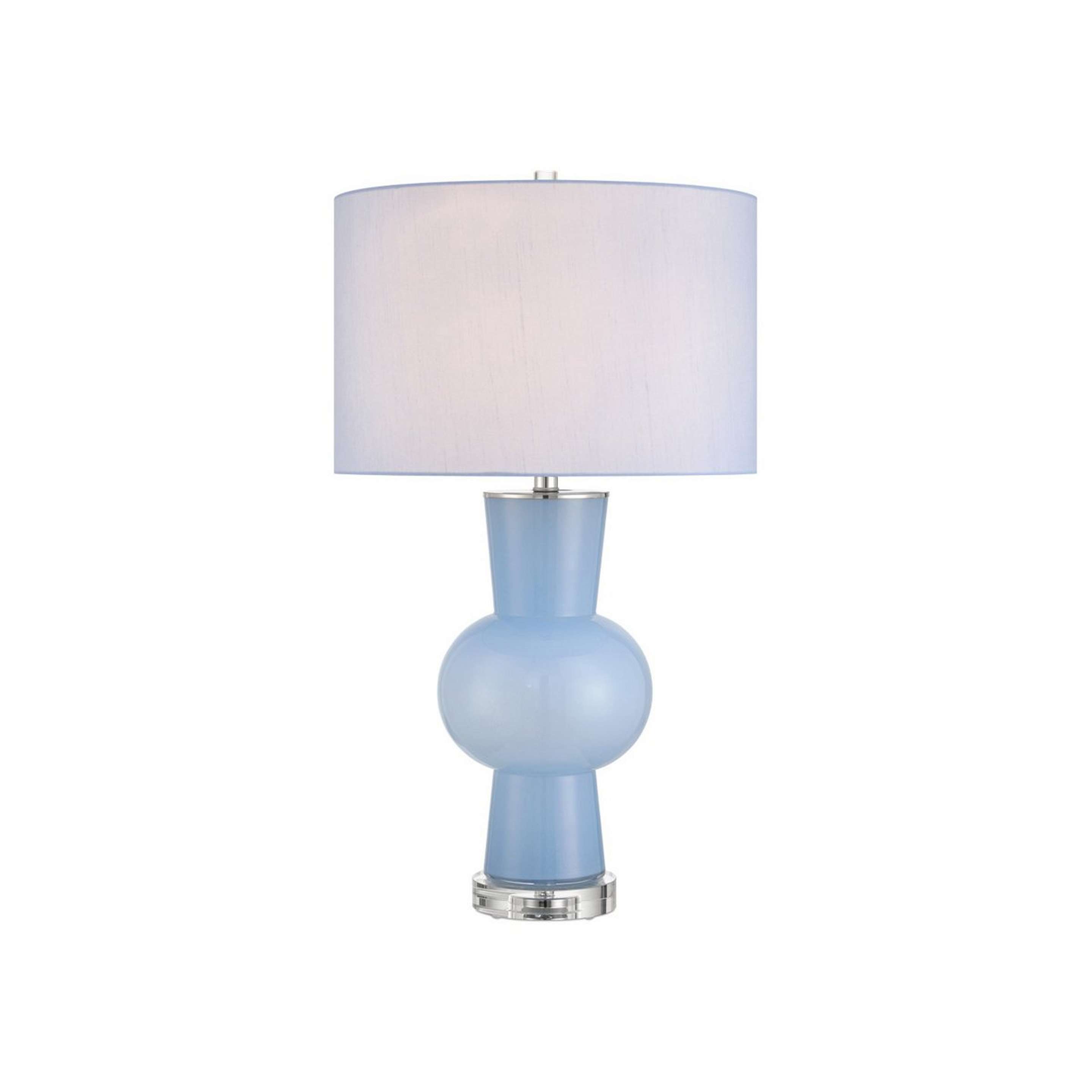 A Atomic Table Lamp with Blue Glass / Clear Crystal / Light Blue Polyester color