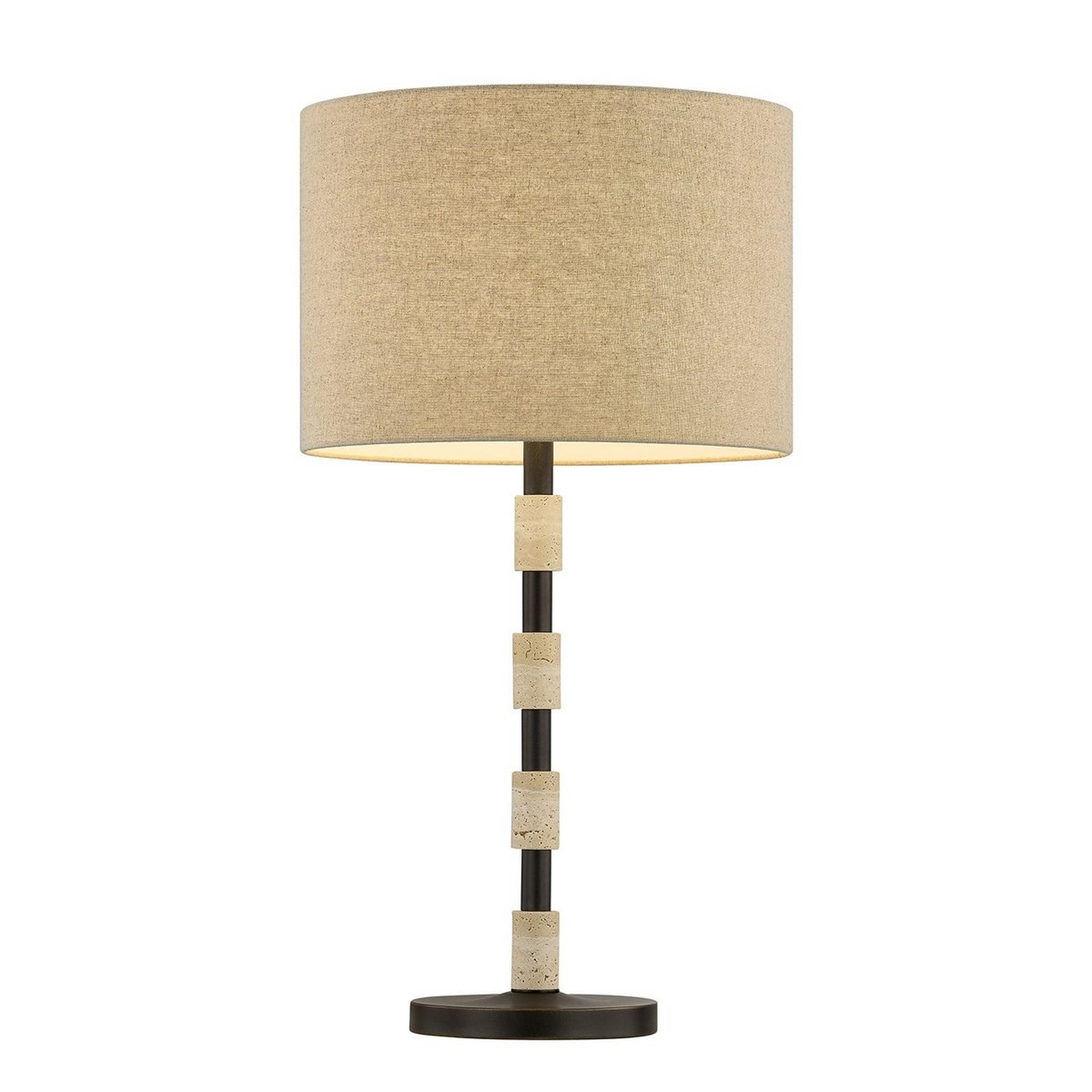 A Bahram Table Lamp with Bronze / Travertine color