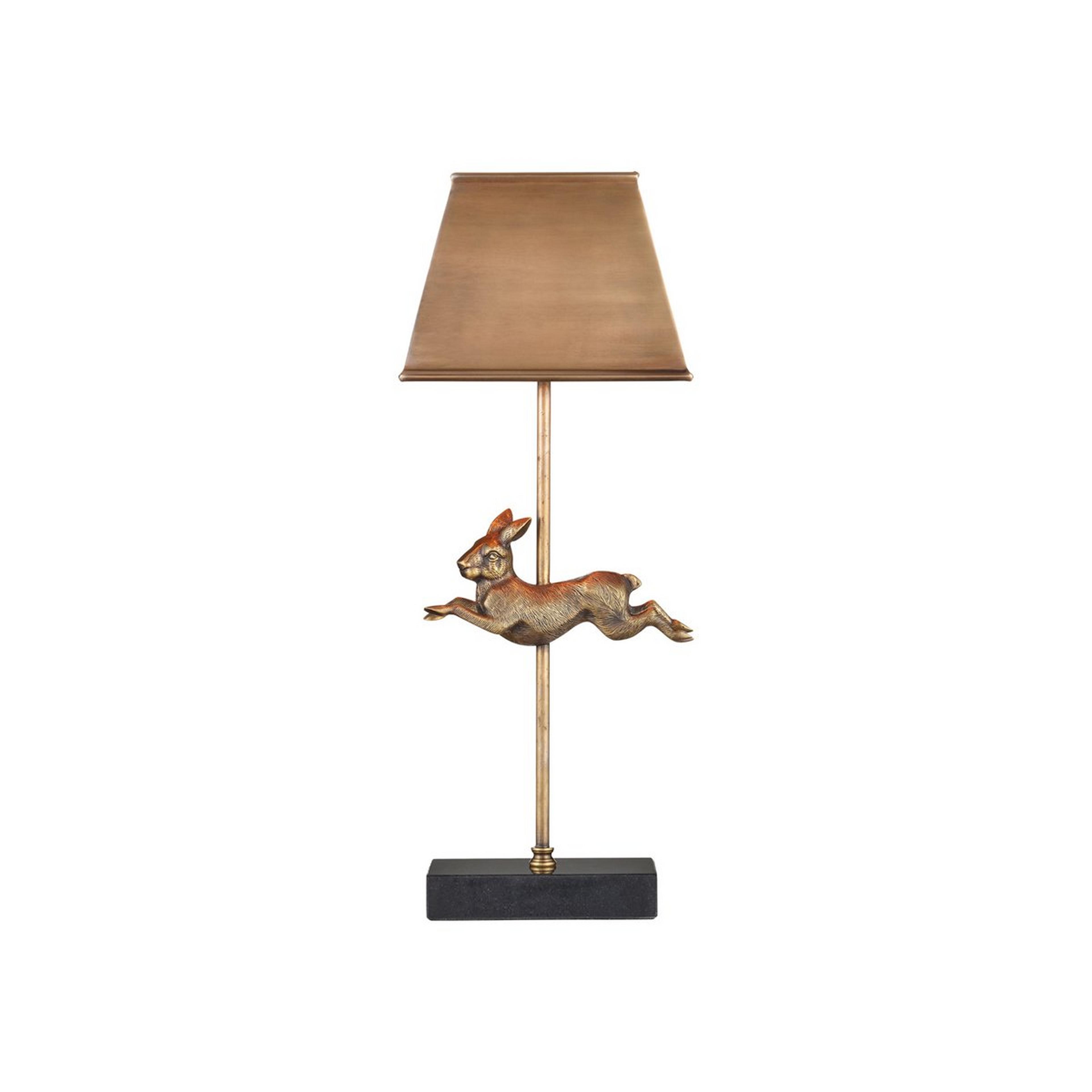 A Hopping Hare Table Lamp with Vintage Brass / Black color