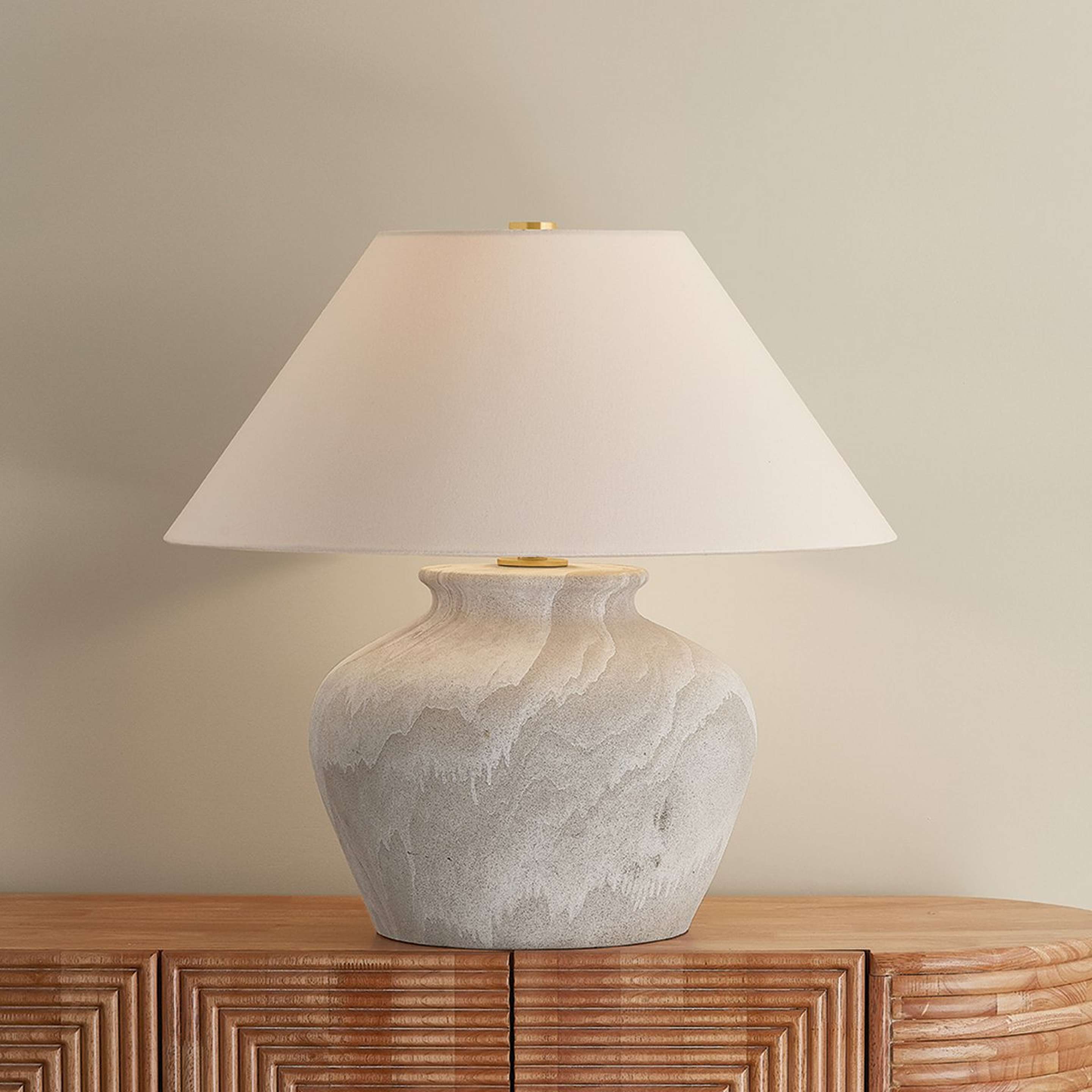A Baird Table Lamp with Sand color