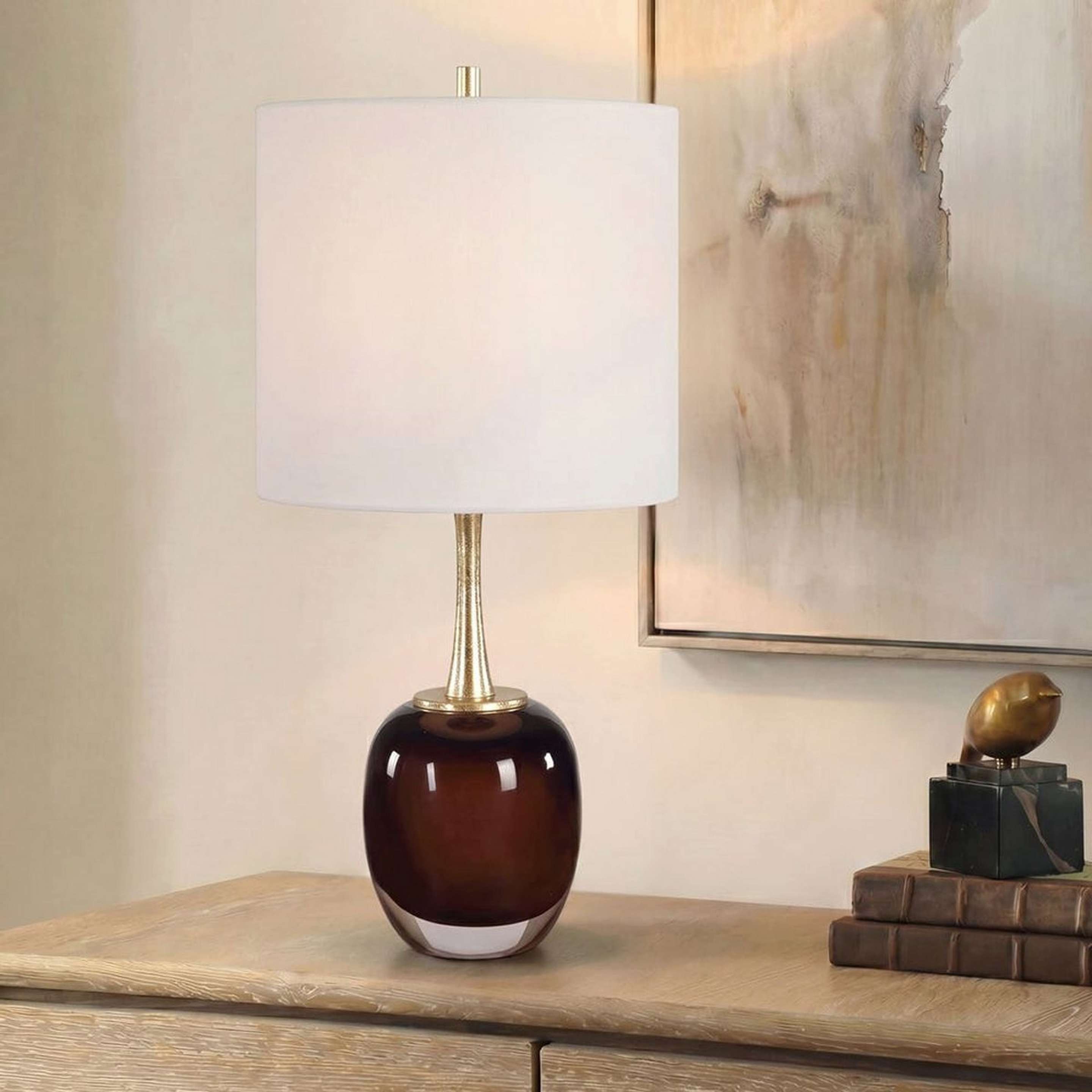 A La Feria Cordless Table Lamp with Brown / White color