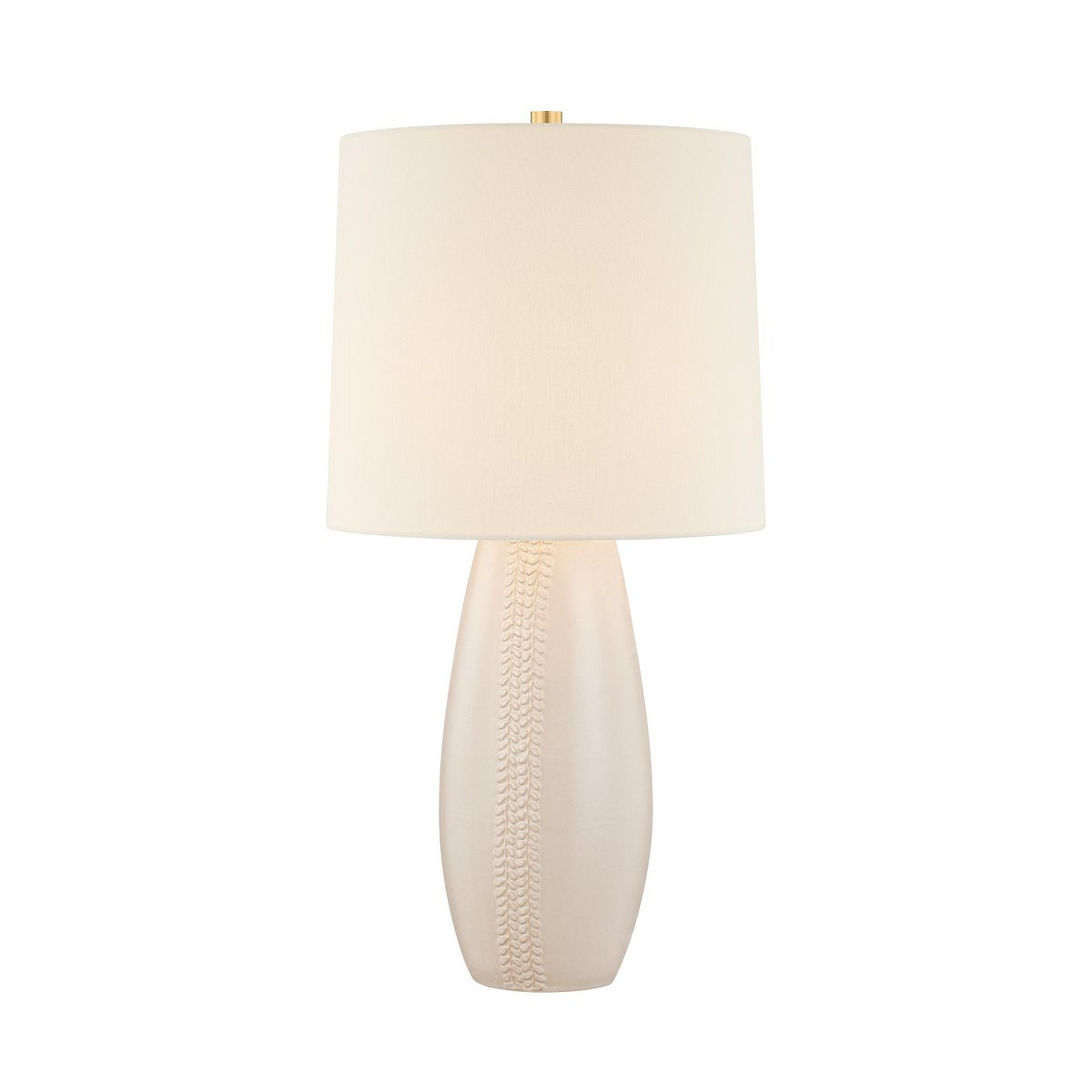 A Macallan Table Lamp with Warm White Ceramic / White Linen / Brass color